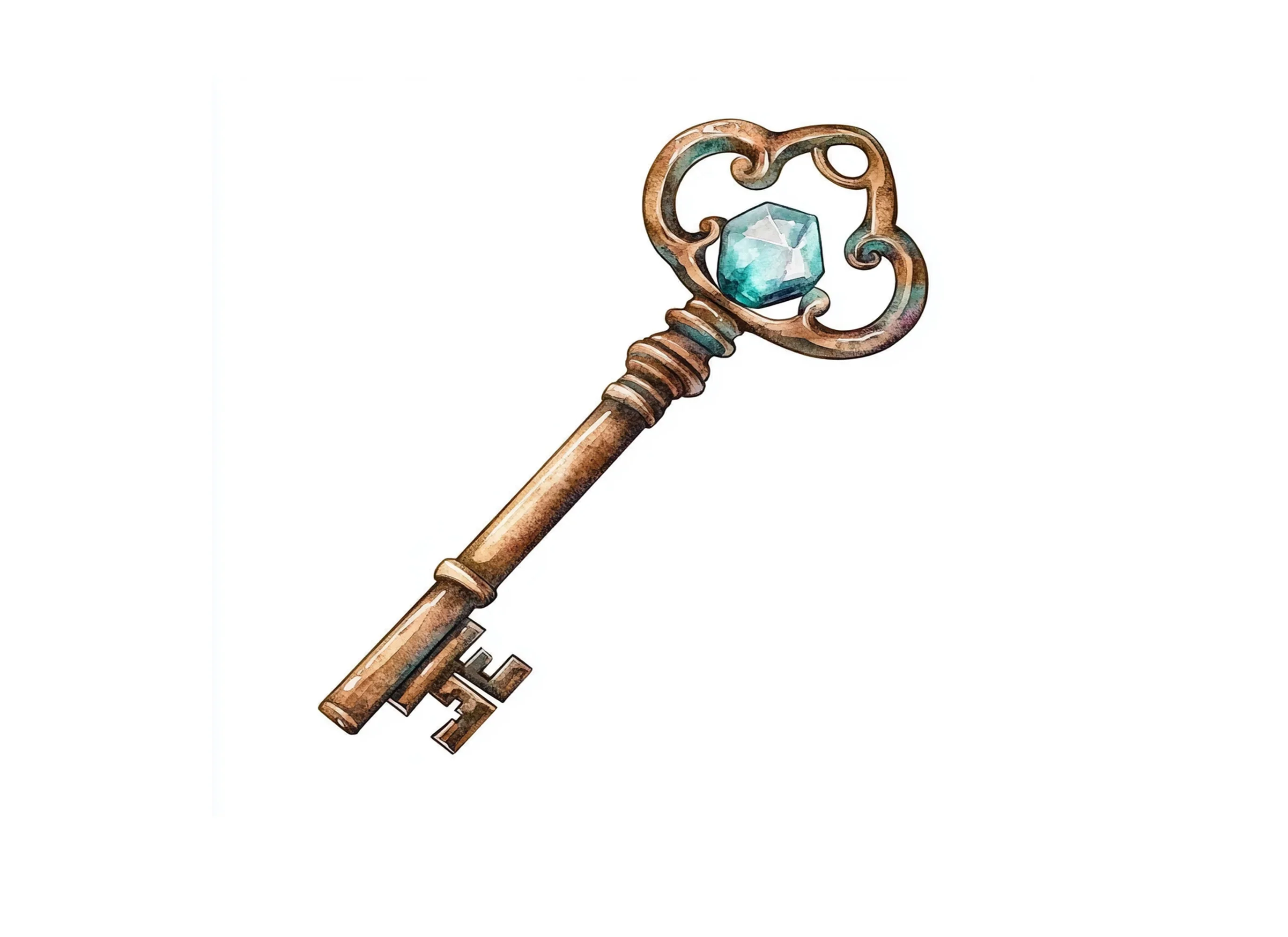 Rustic Bronze Keys with Diamond Clipart Bundle - Image 3