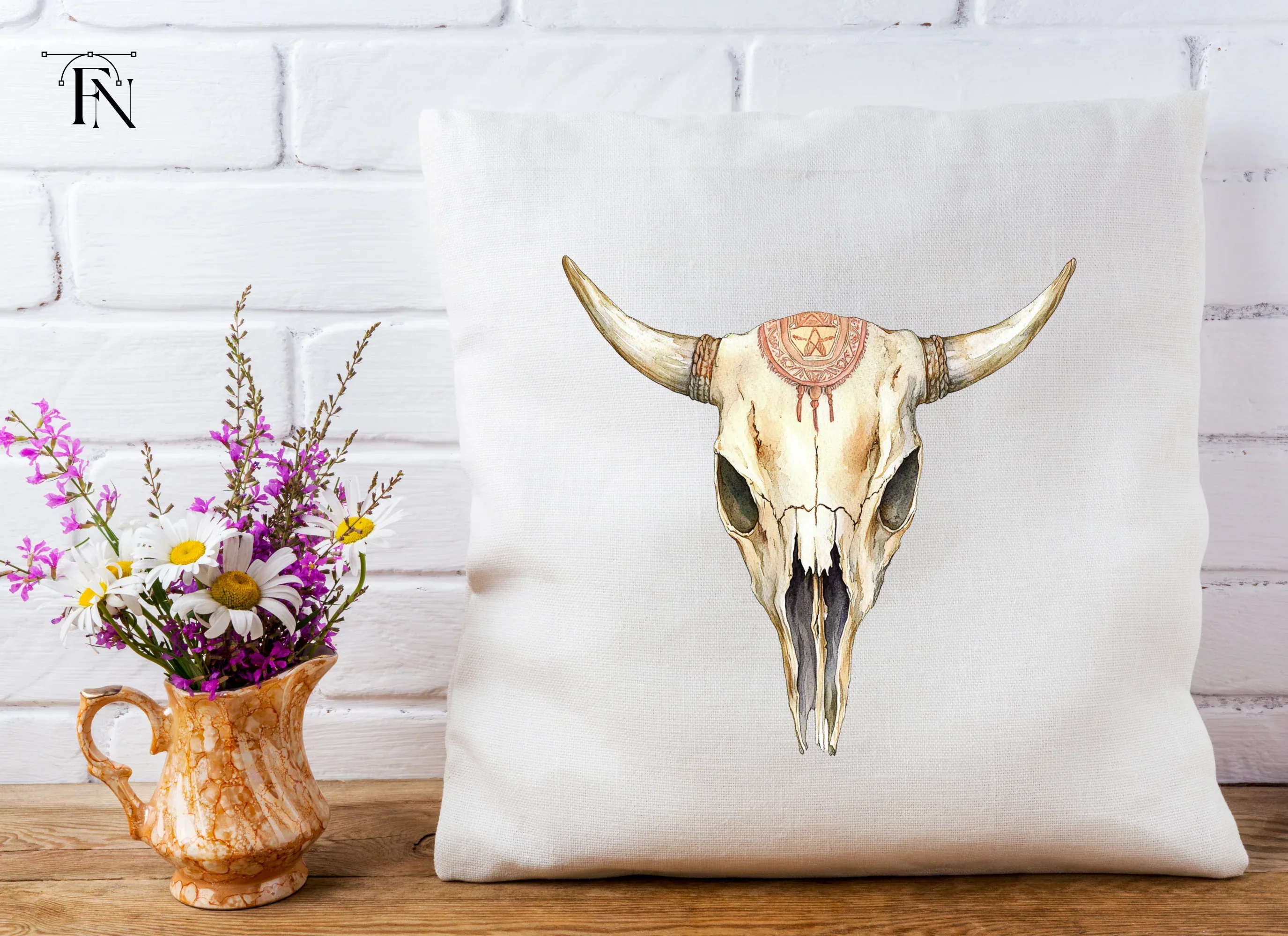 Rustic Bull Skull Clipart Bundle - Image 5