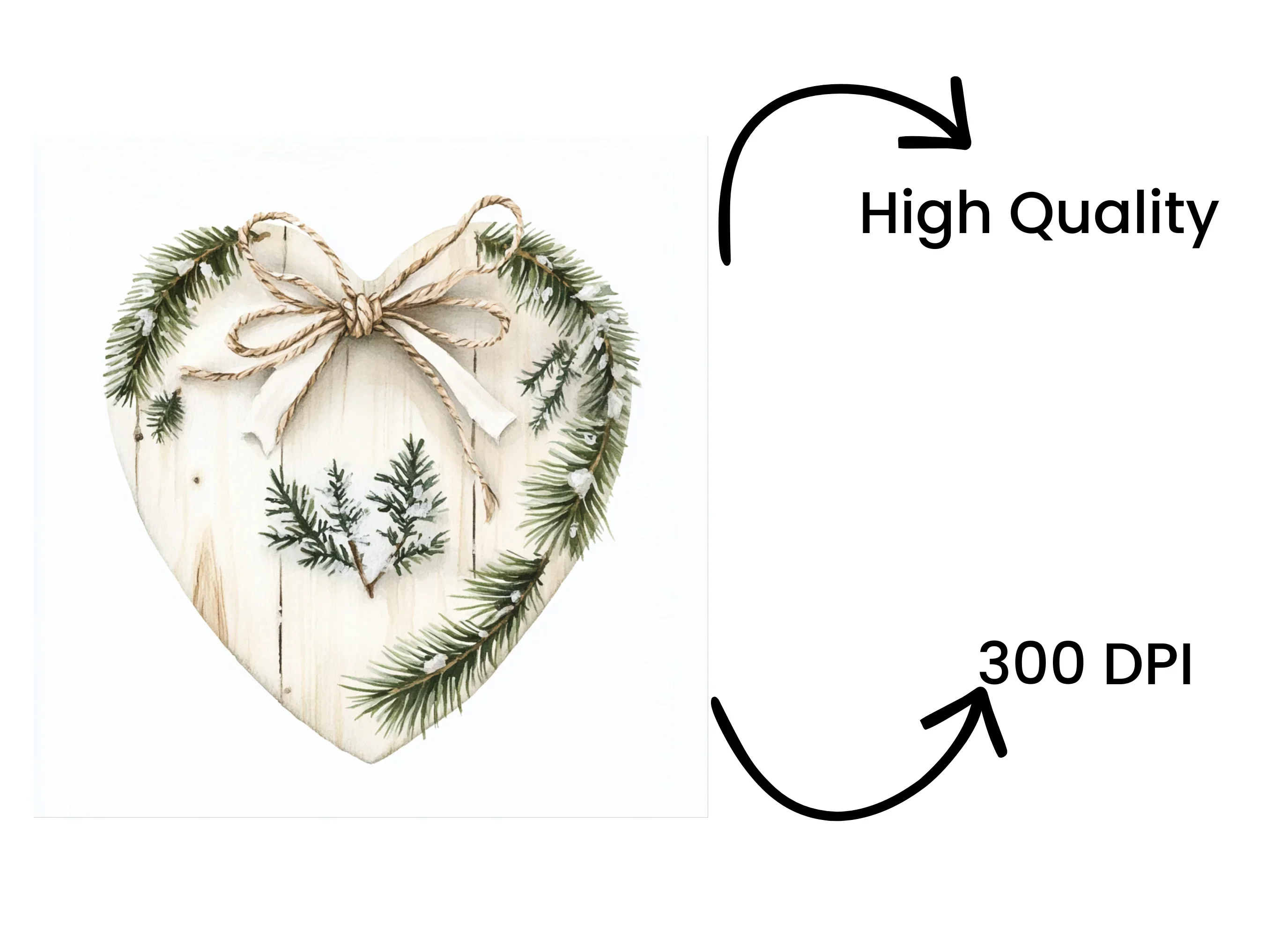 Rustic Christmas Heart Ornaments Clipart Bundle - Image 4