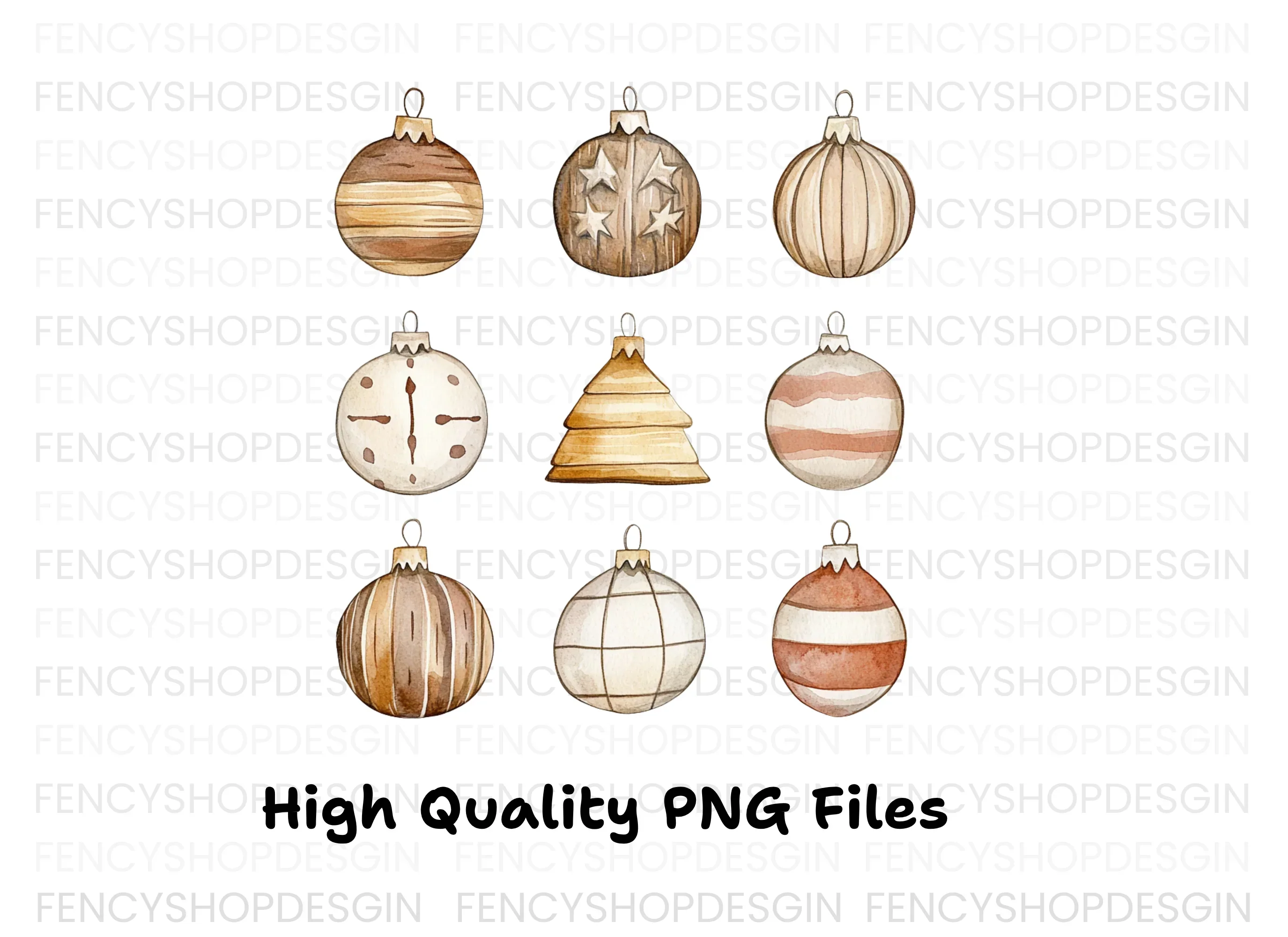 Rustic Christmas Ornaments Clipart Bundle - Image 3