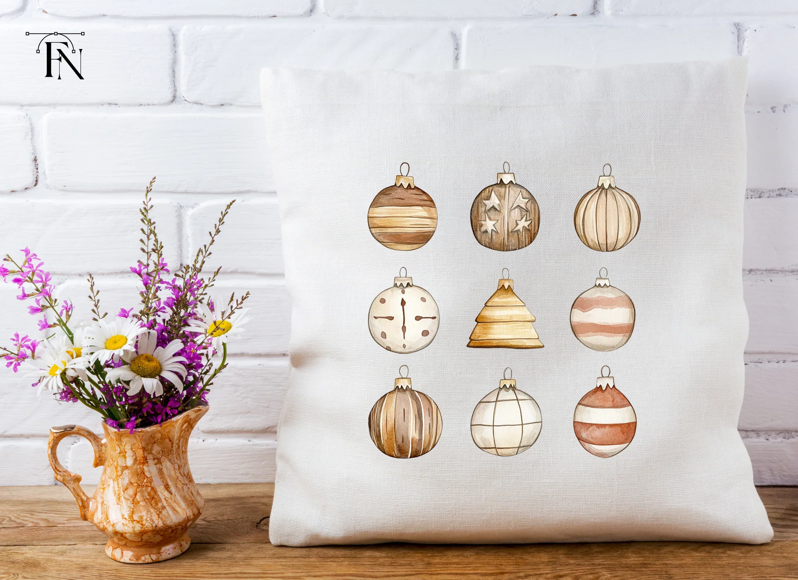 Rustic Christmas Ornaments Clipart Bundle - Image 5