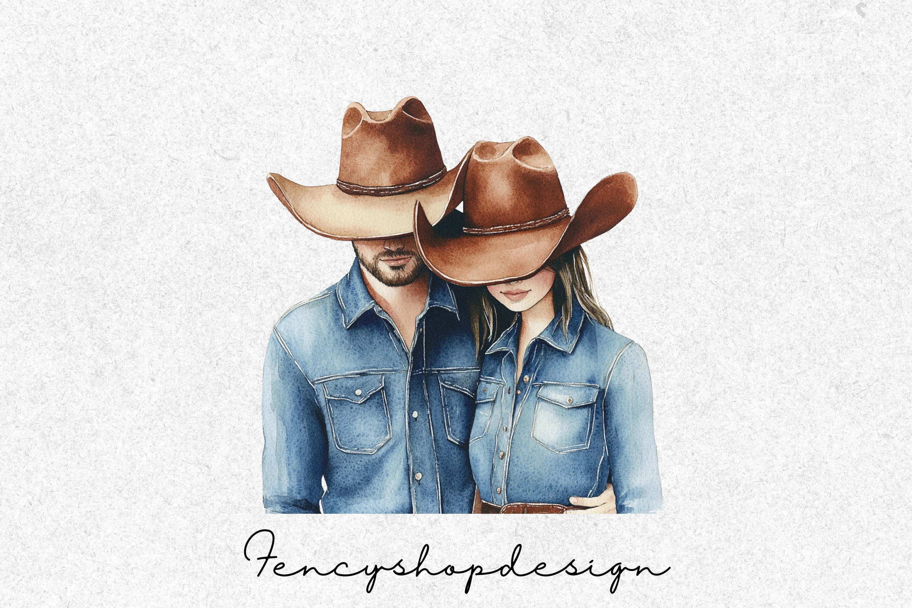 Rustic Cowboy Cowgirl Couple Clipart Bundle - Image 3