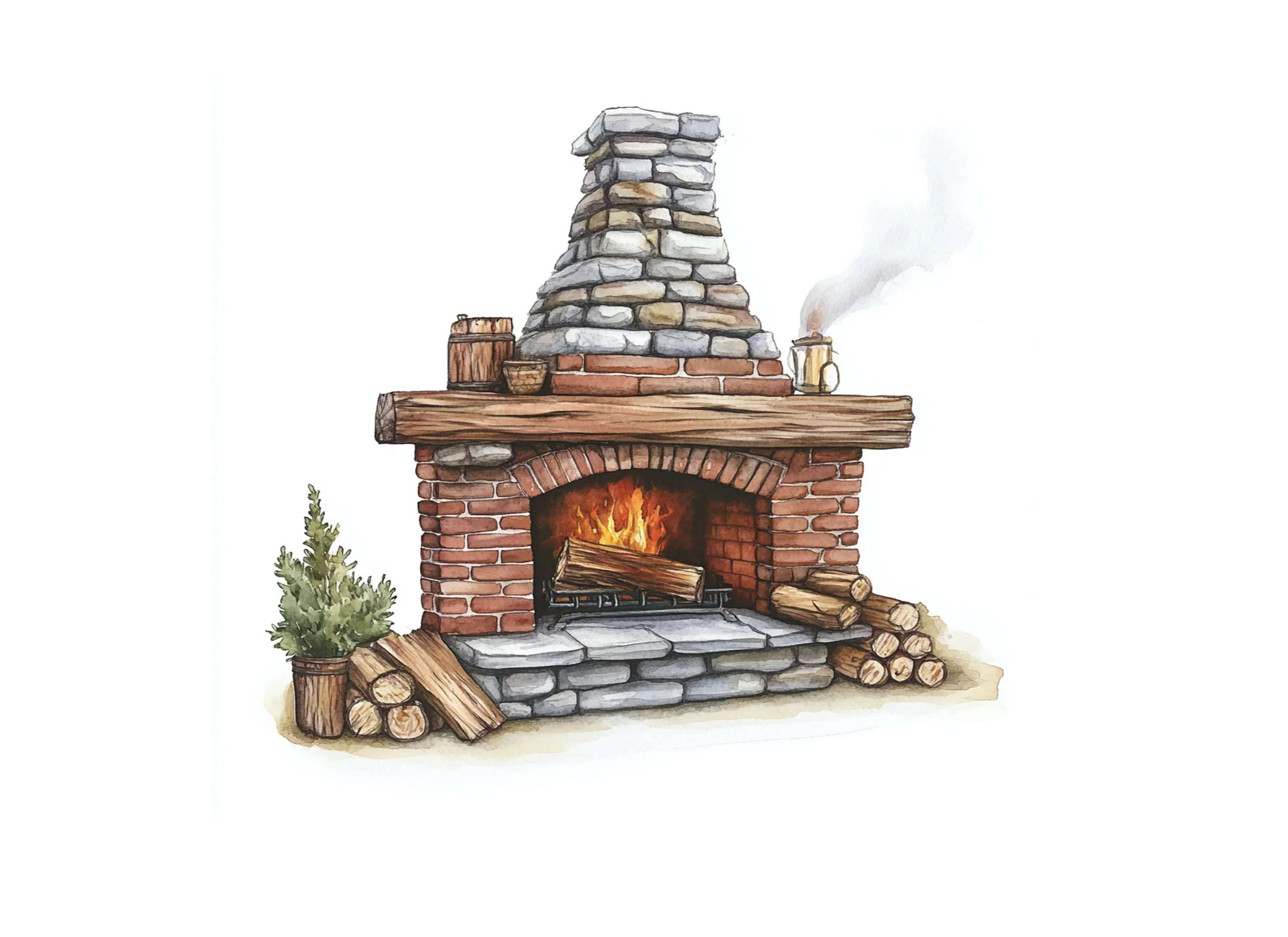 Rustic Fireplace Clipart Bundle - Image 2