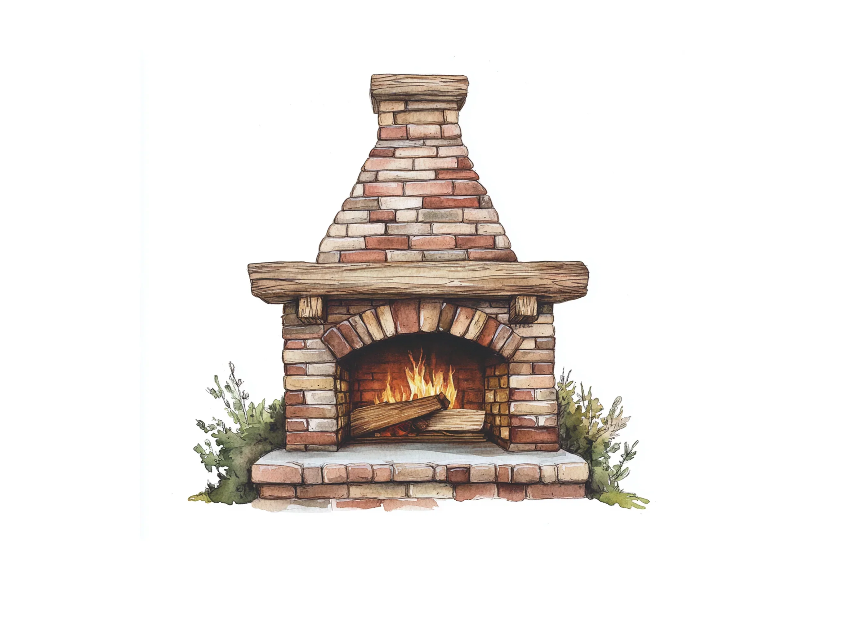 Rustic Fireplace Clipart Bundle - Image 3