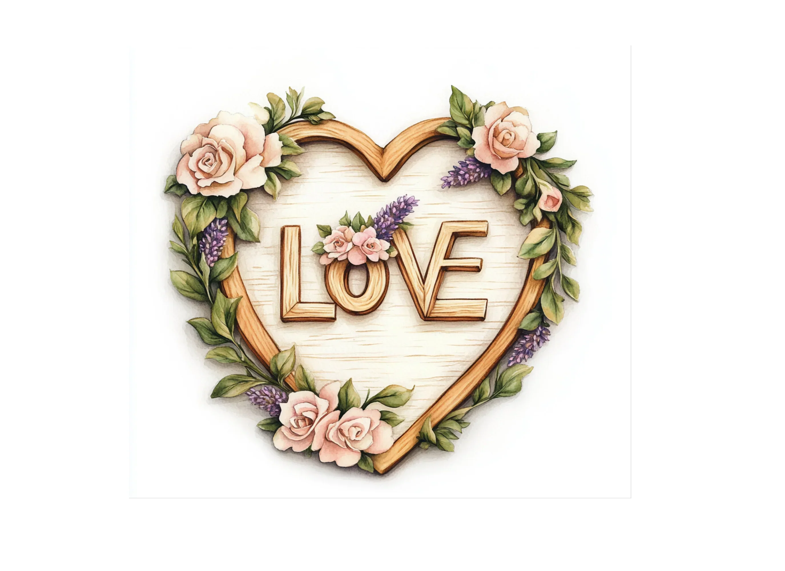 Rustic Floral Love Heart Clipart Bundle - Image 2