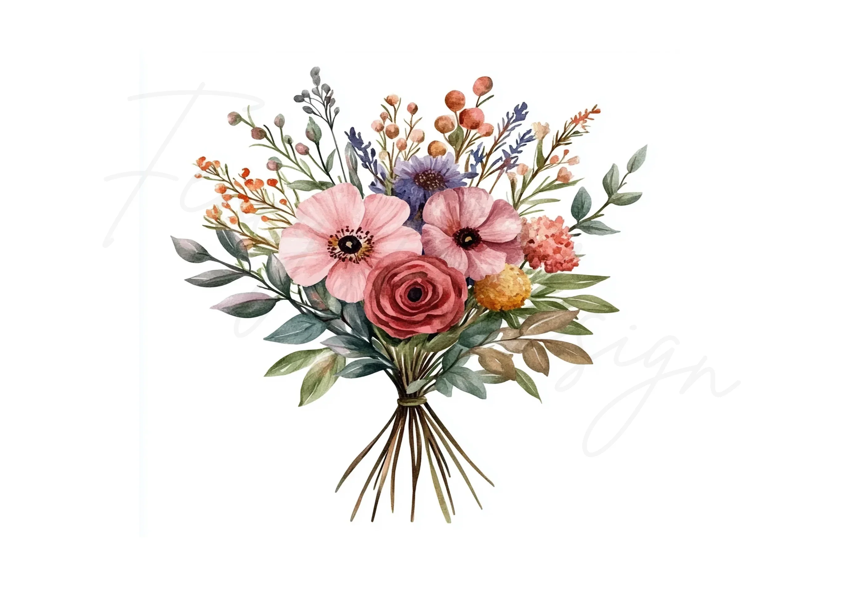 Rustic Flower Bouquets Clipart Bundle - Image 2