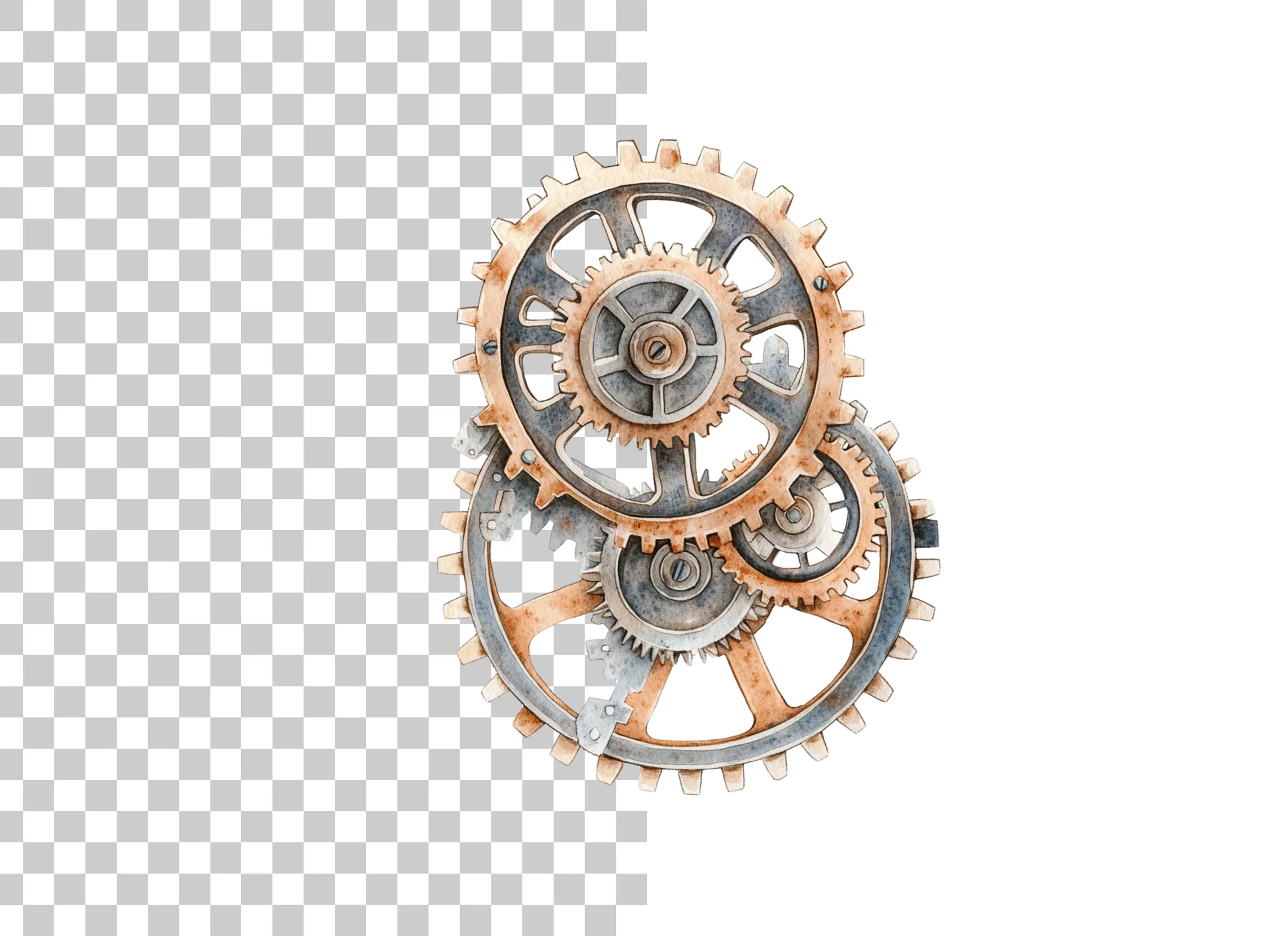 Rustic Interlocking Gears Clipart Bundle - Image 2