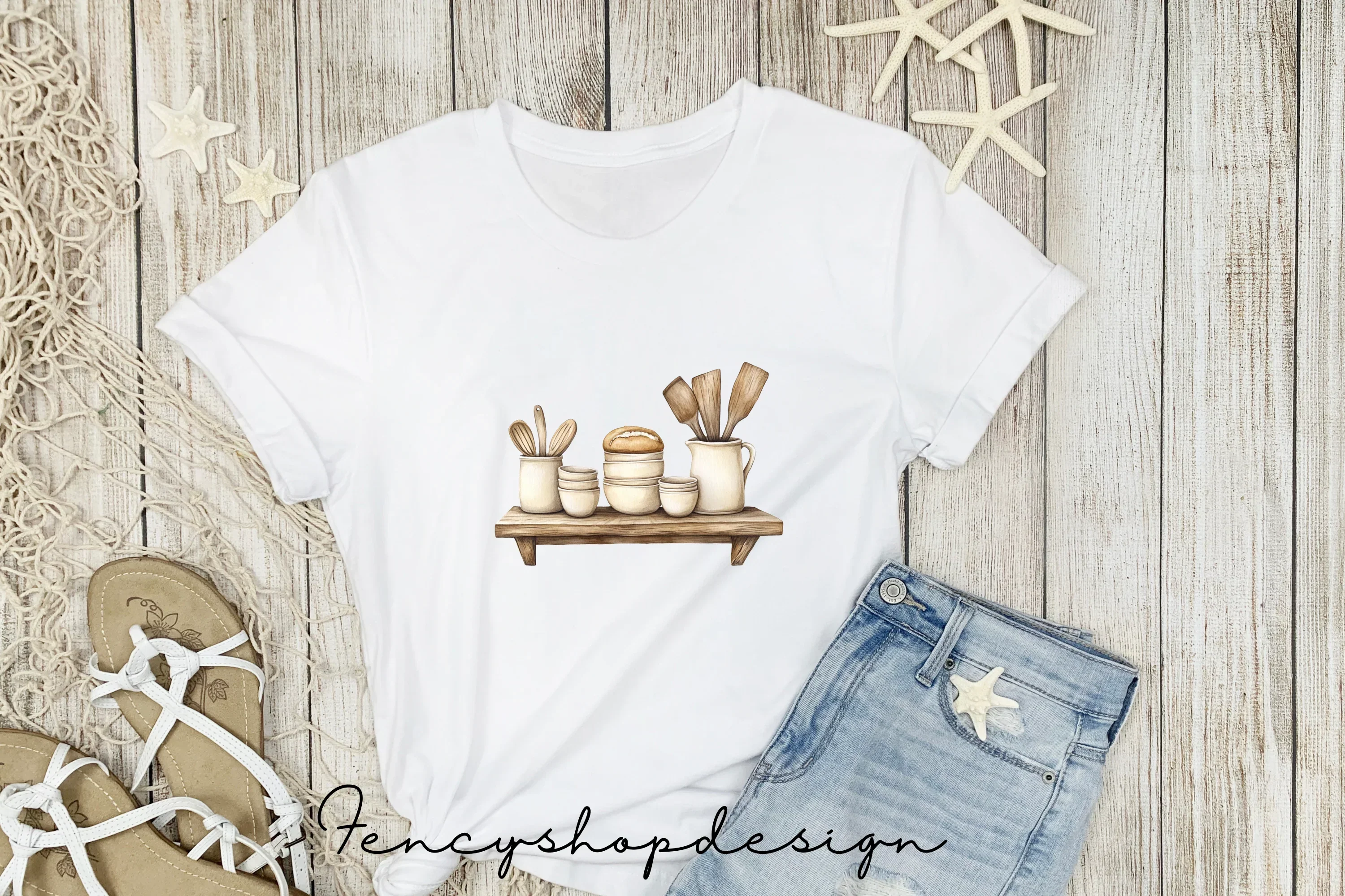 Rustic Kitchen Shelf Clipart Bundle - Image 6