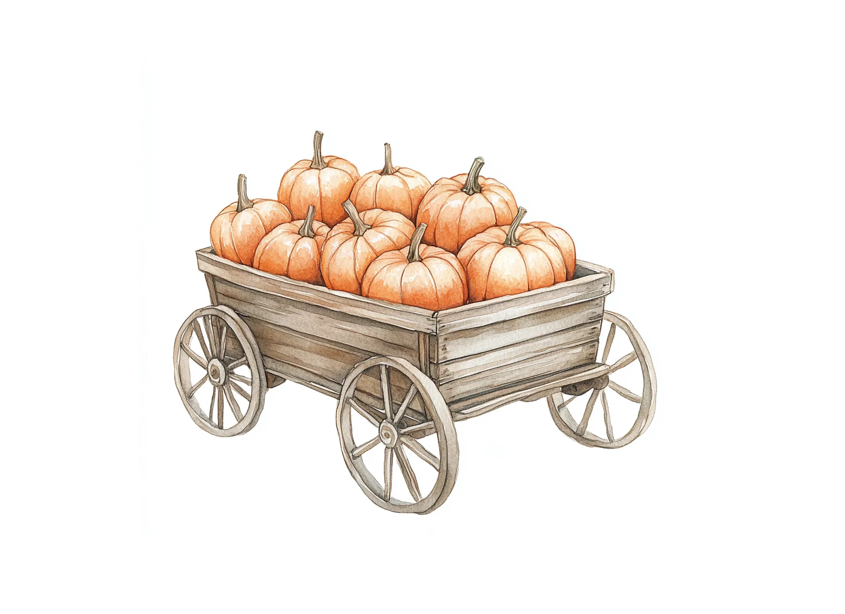 Rustic Pumpkin Wagon Clipart Bundle - Image 3