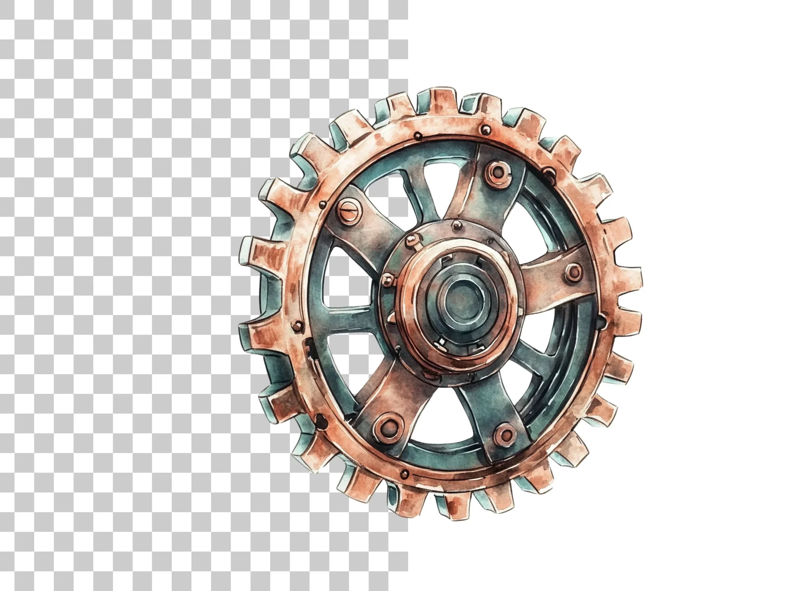 Rustic Steampunk Gears Clipart Bundle - Image 2