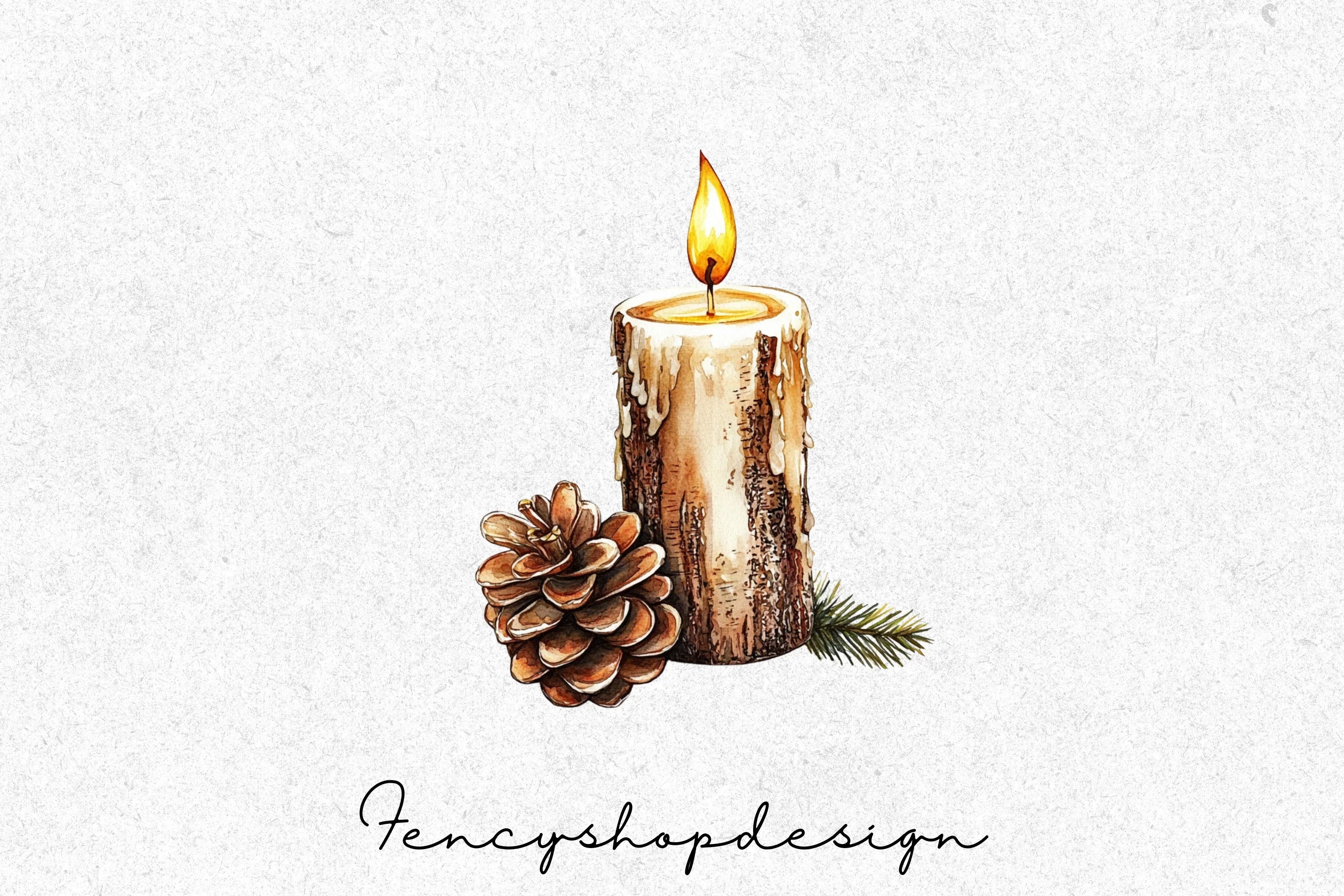Rustic Winter Candle Clipart Bundle - Image 6