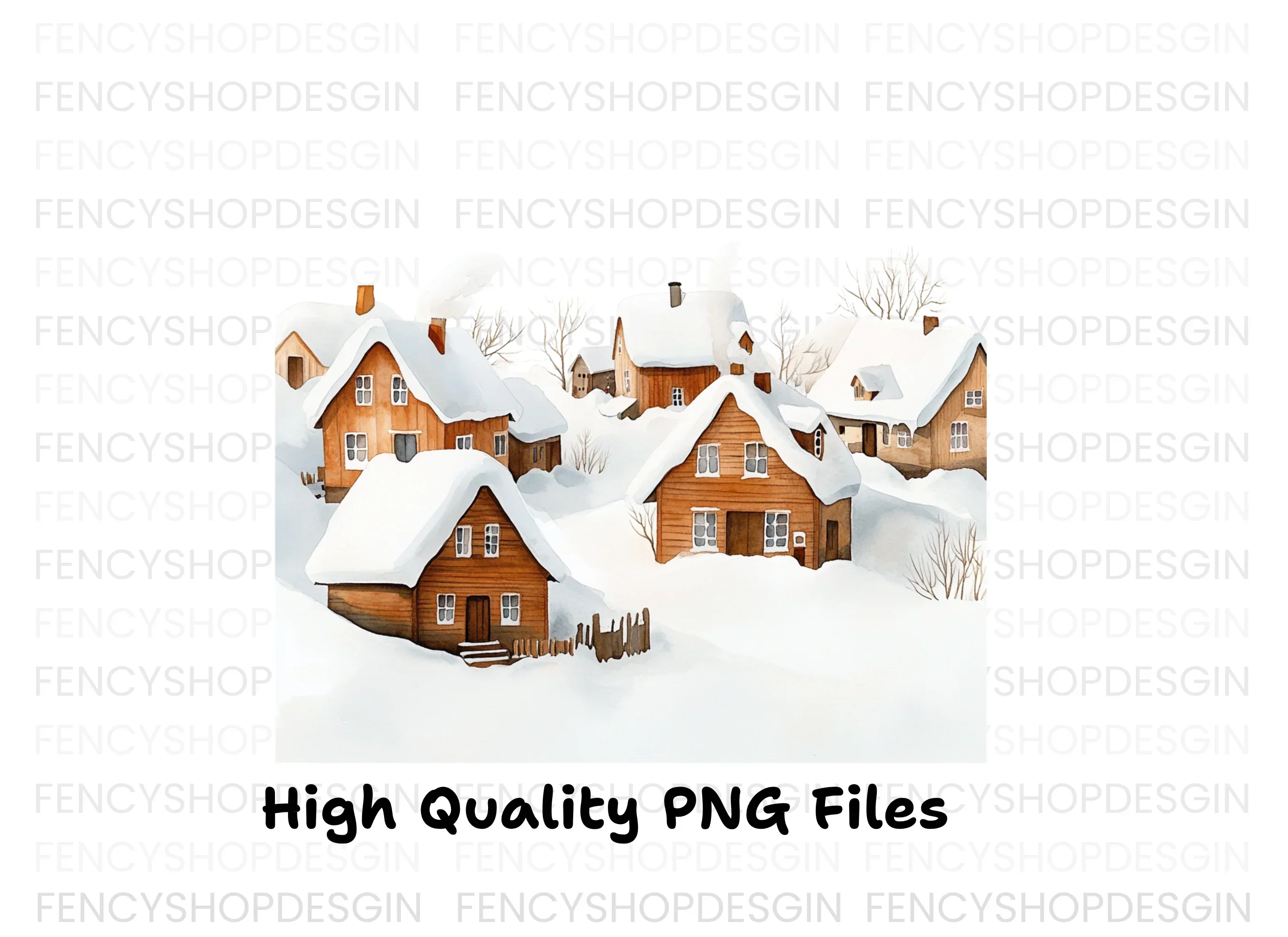 Rustic Winter Village Clipart Bundle - Image 3