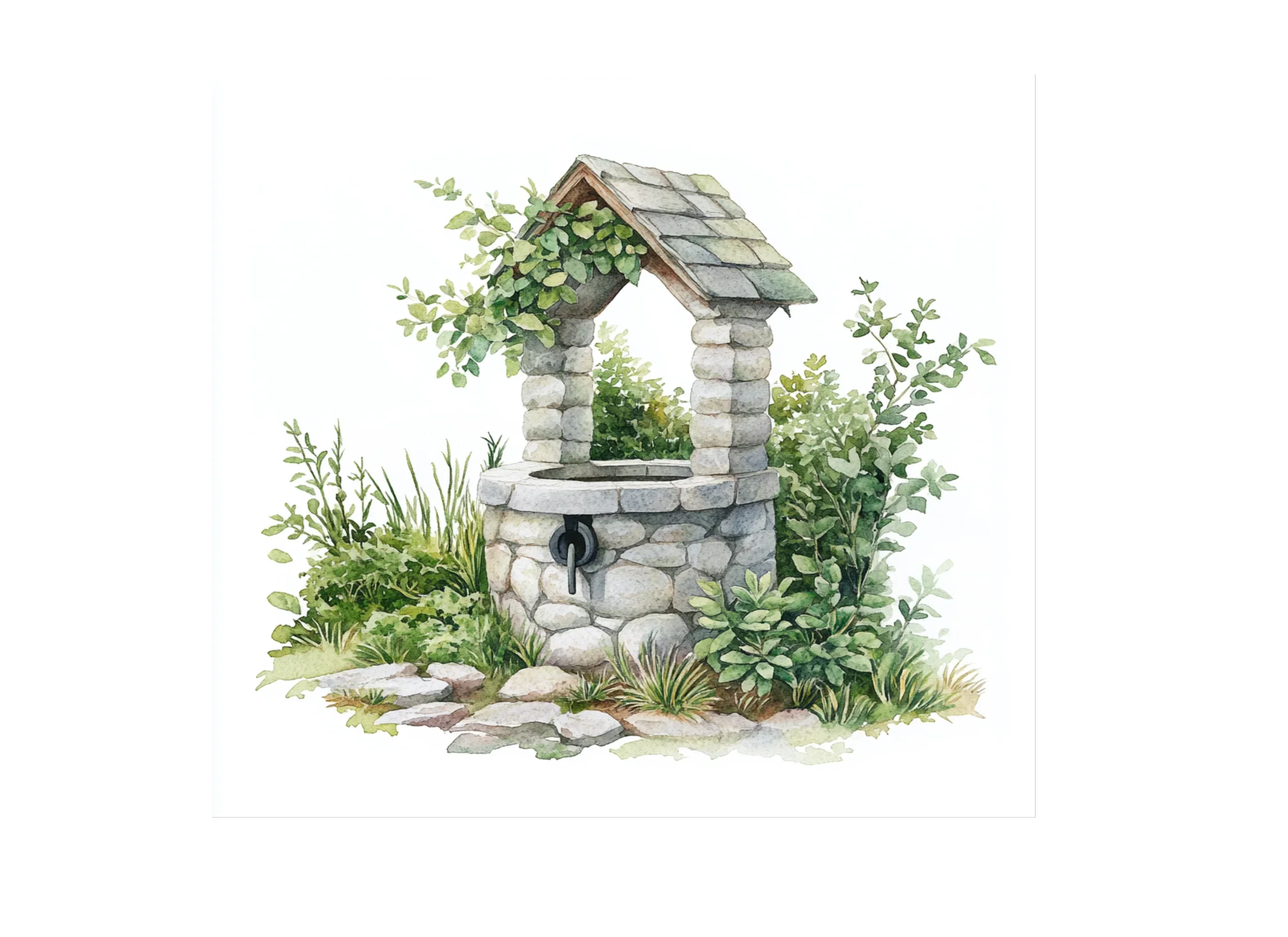 Rustic Wishing Well Clipart Bundle - Image 3