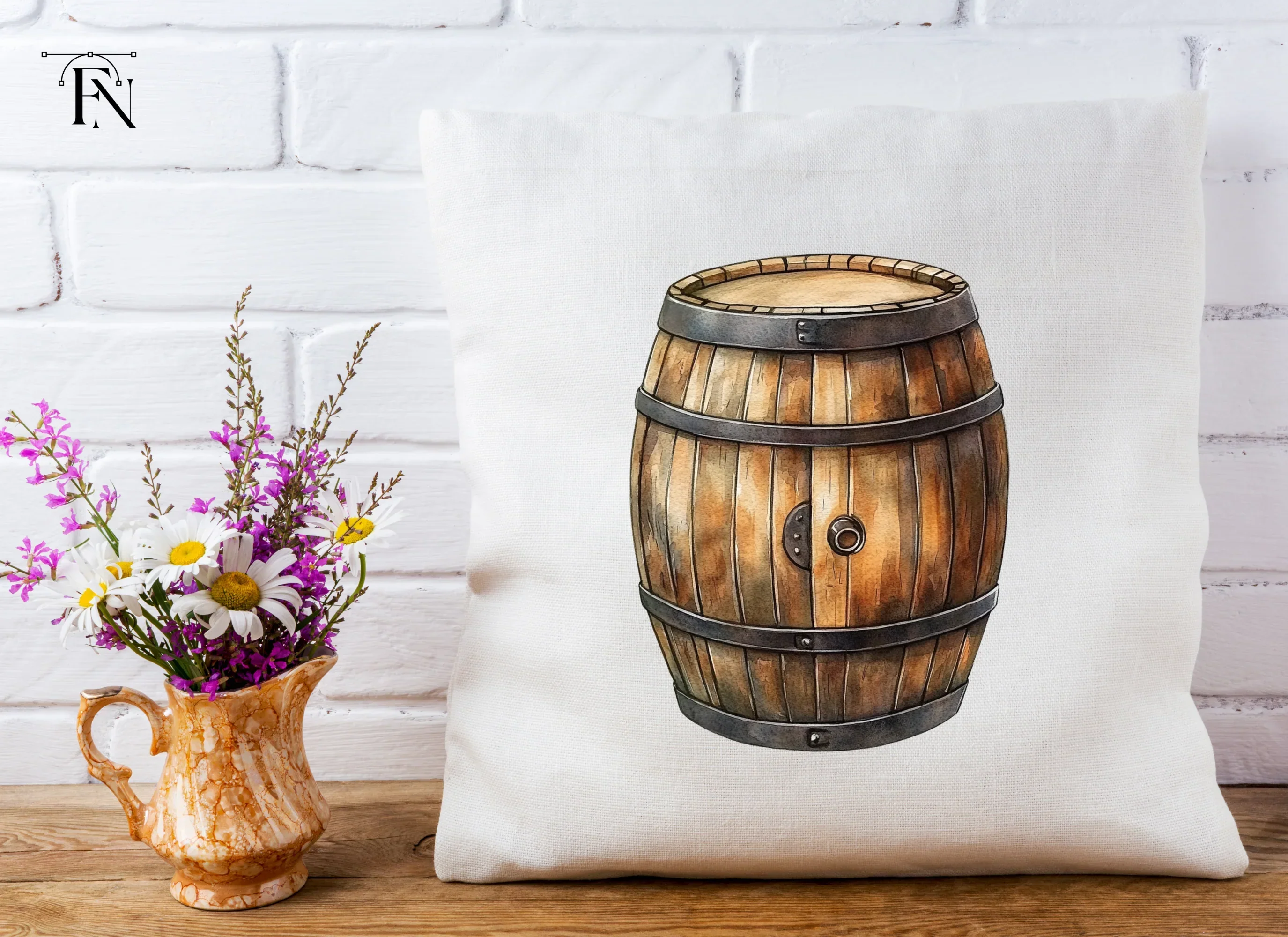 Rustic Wooden Barrels Clipart Bundle - Image 3