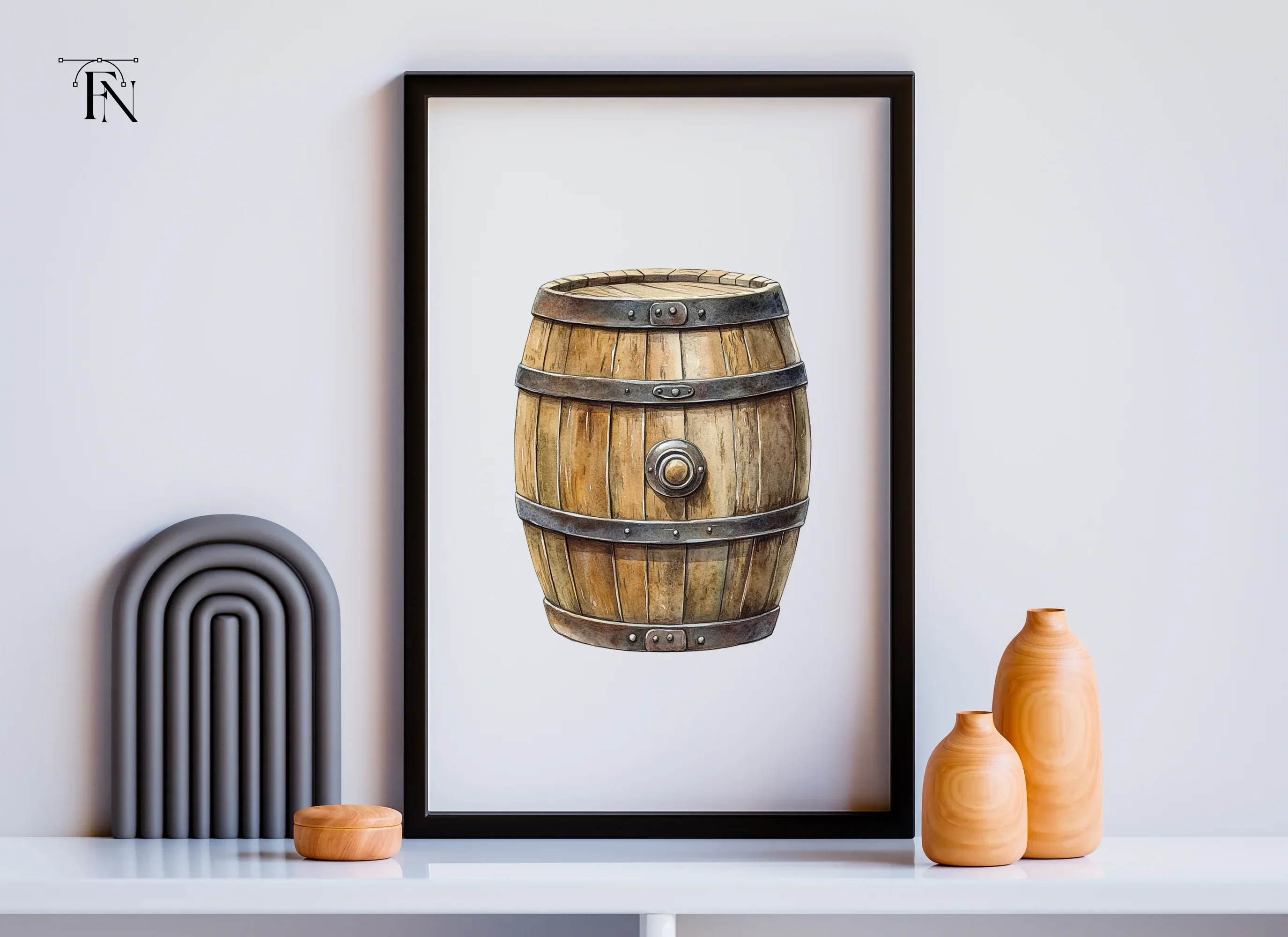 Rustic Wooden Barrels Clipart Bundle - Image 4