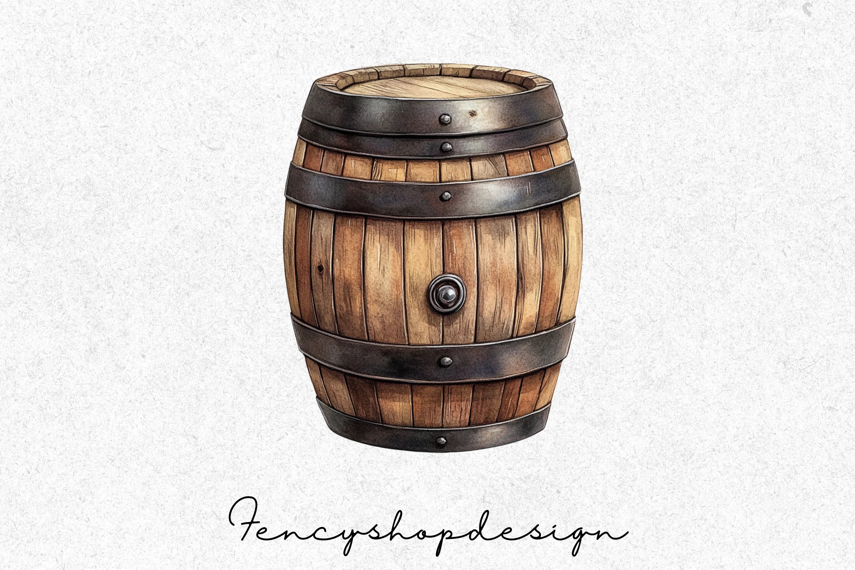 Rustic Wooden Barrels Clipart Bundle - Image 4