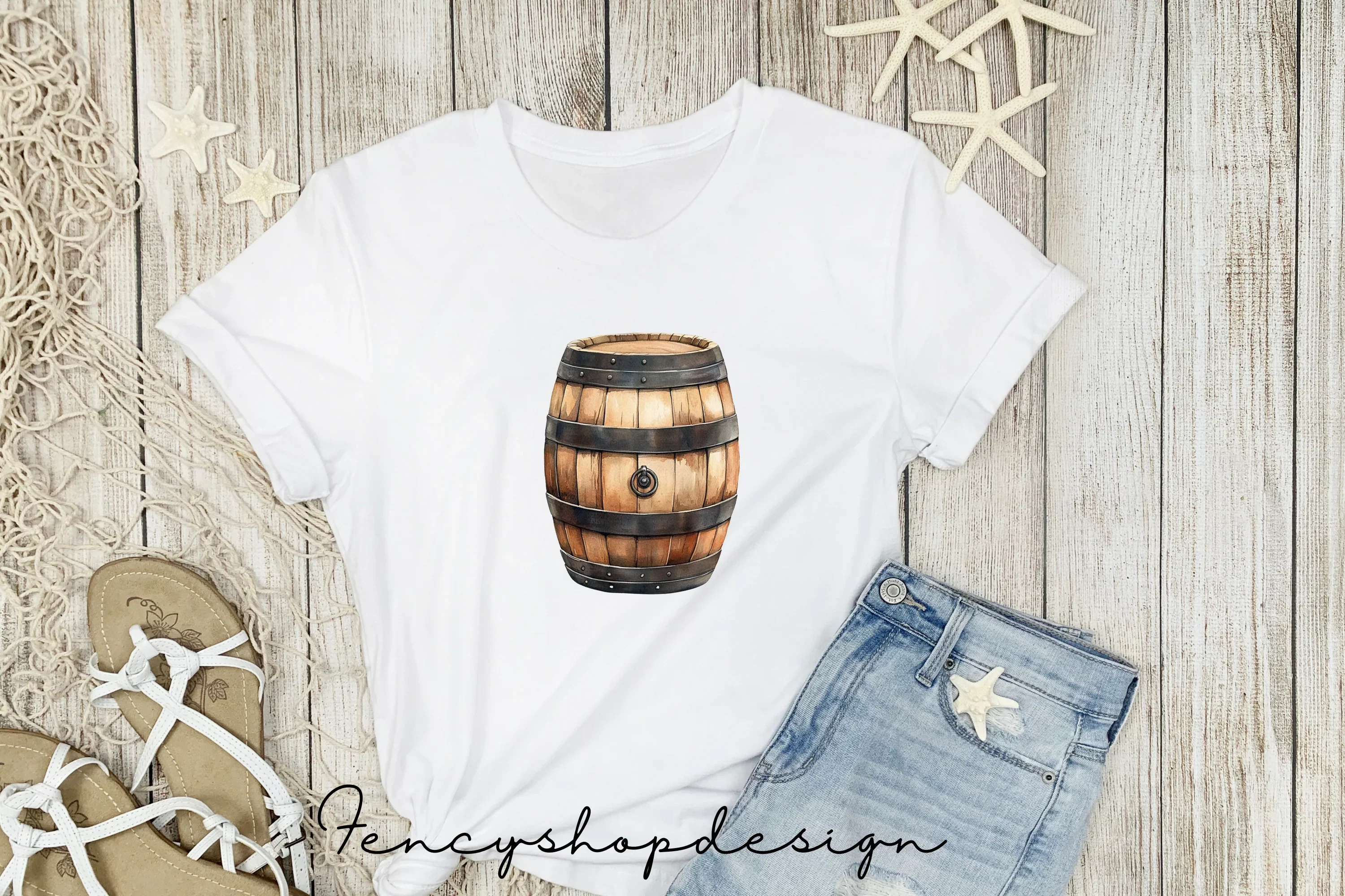 Rustic Wooden Barrels Clipart Bundle - Image 5