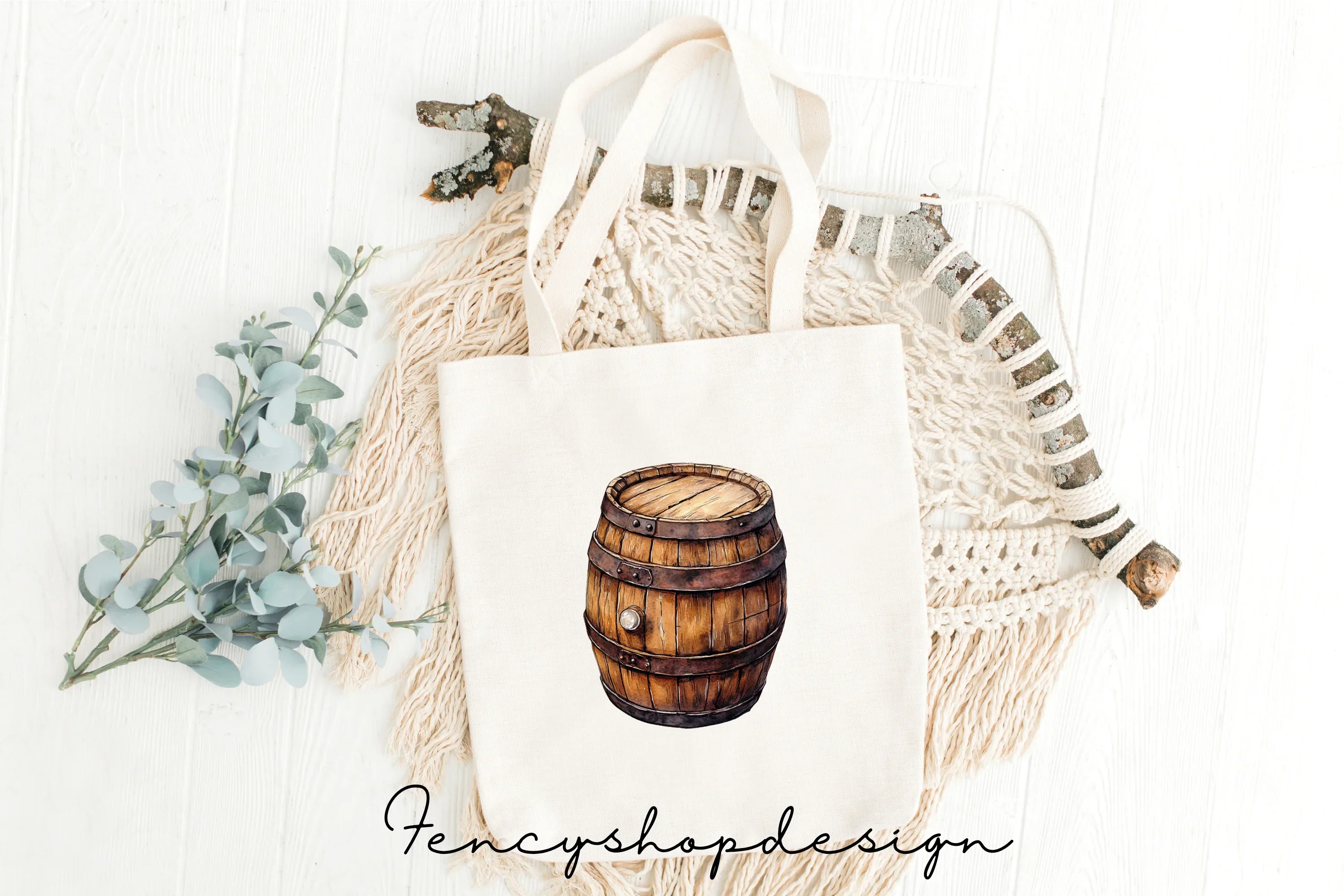 Rustic Wooden Barrels Clipart Bundle - Image 8