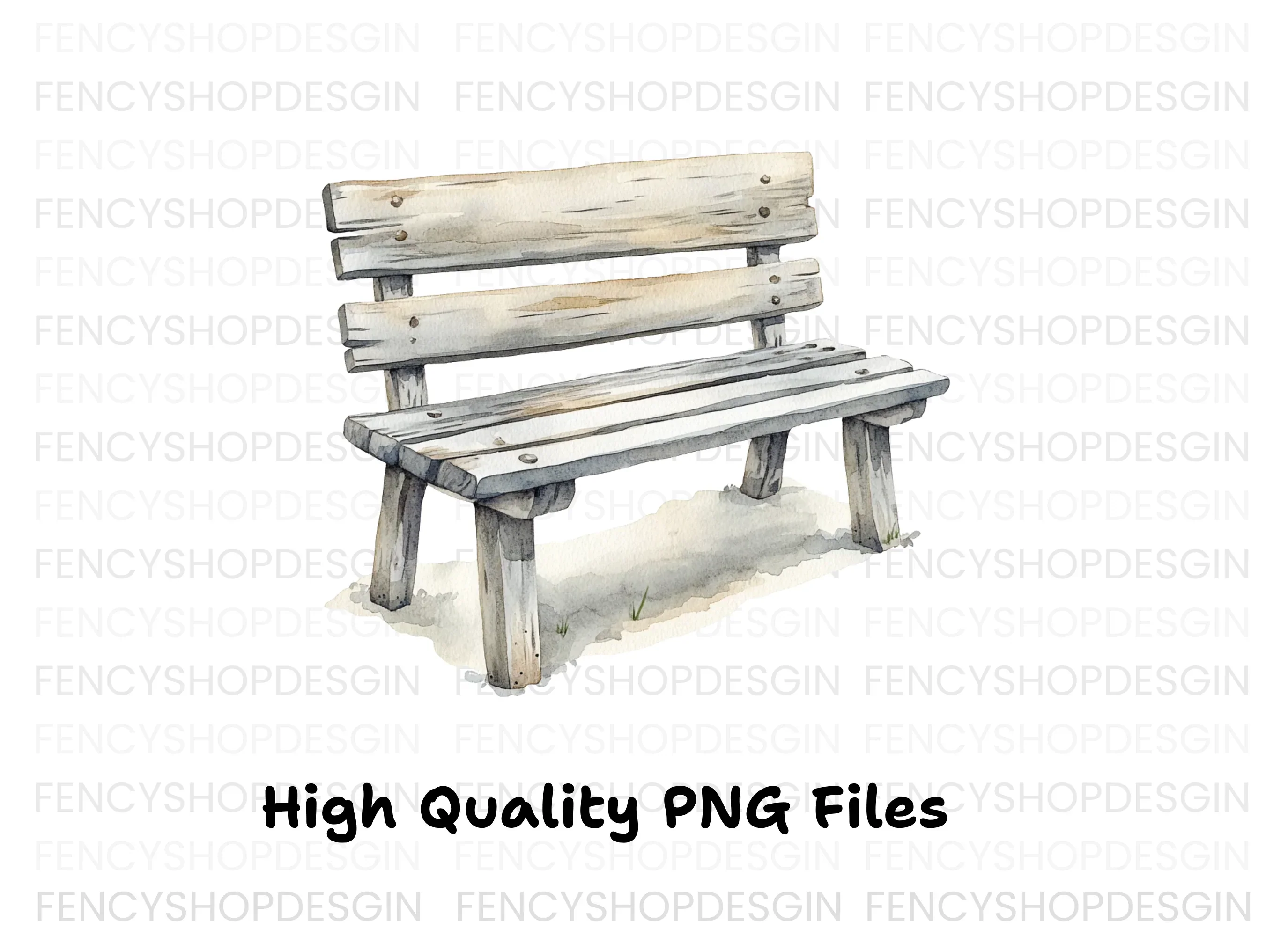 Rustic Wooden Bench Clipart Bundle - Image 2