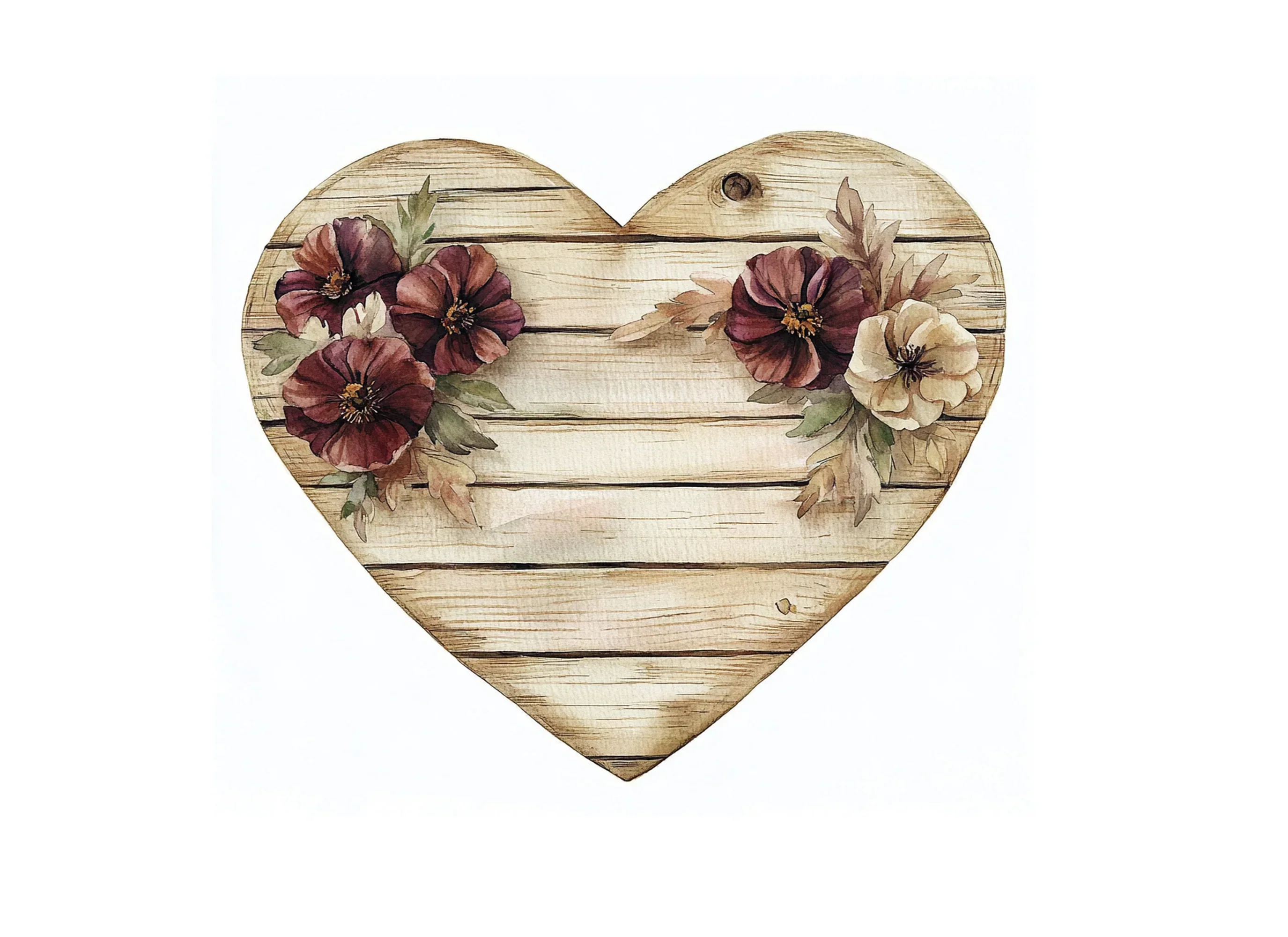 Rustic Wooden Heart Floral Clipart Bundle - Image 3