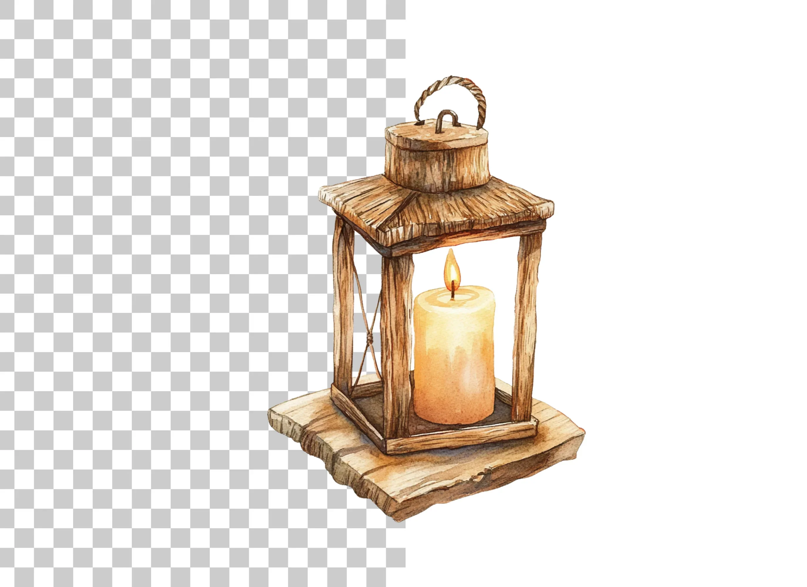 Rustic Wooden Lantern Clipart Bundle - Image 2
