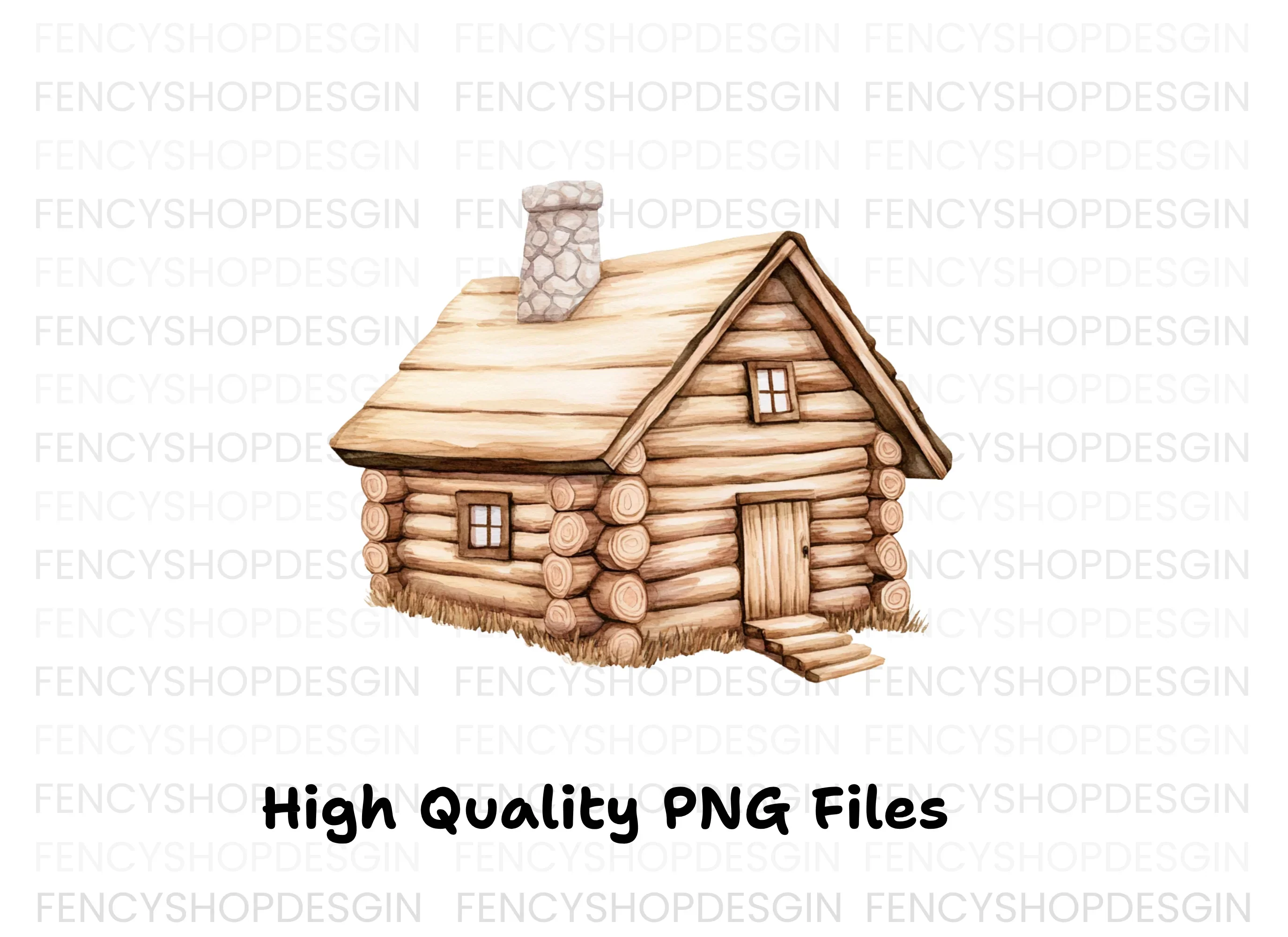 Rustic Wooden Log Cabin Clipart Bundle - Image 3