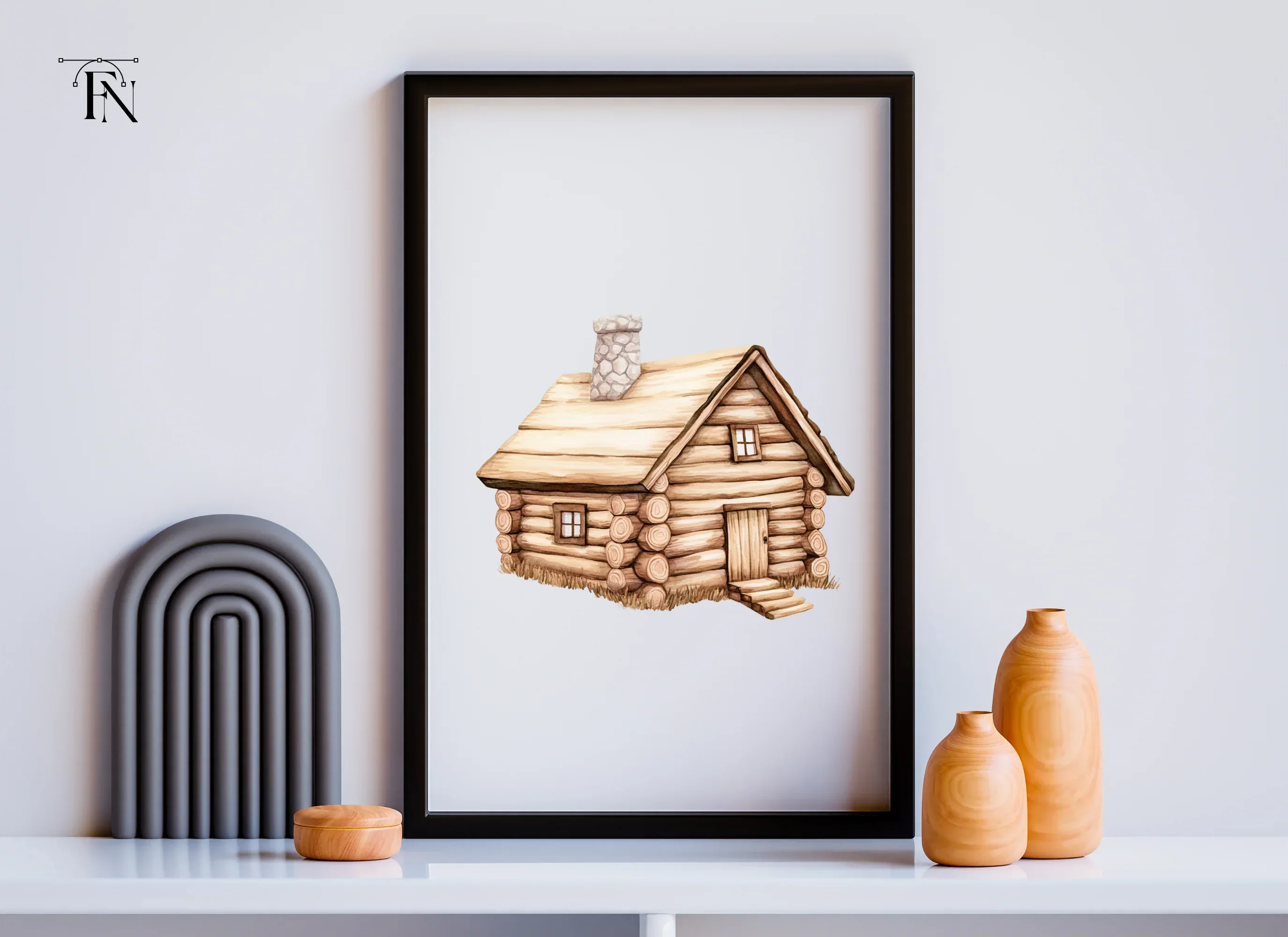 Rustic Wooden Log Cabin Clipart Bundle - Image 6