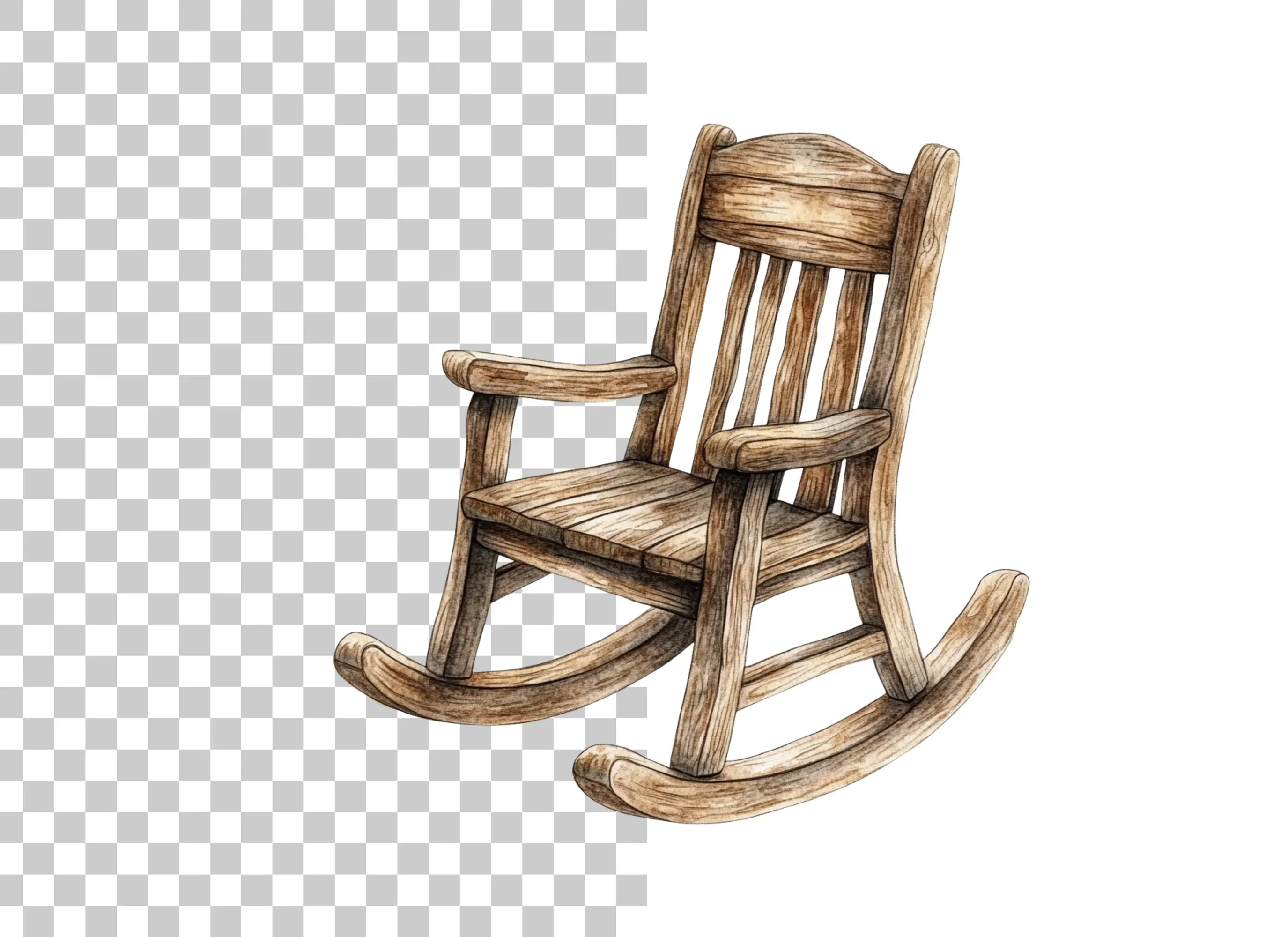 Rustic Wooden Rocking Chair Clipart Bundle - Image 2