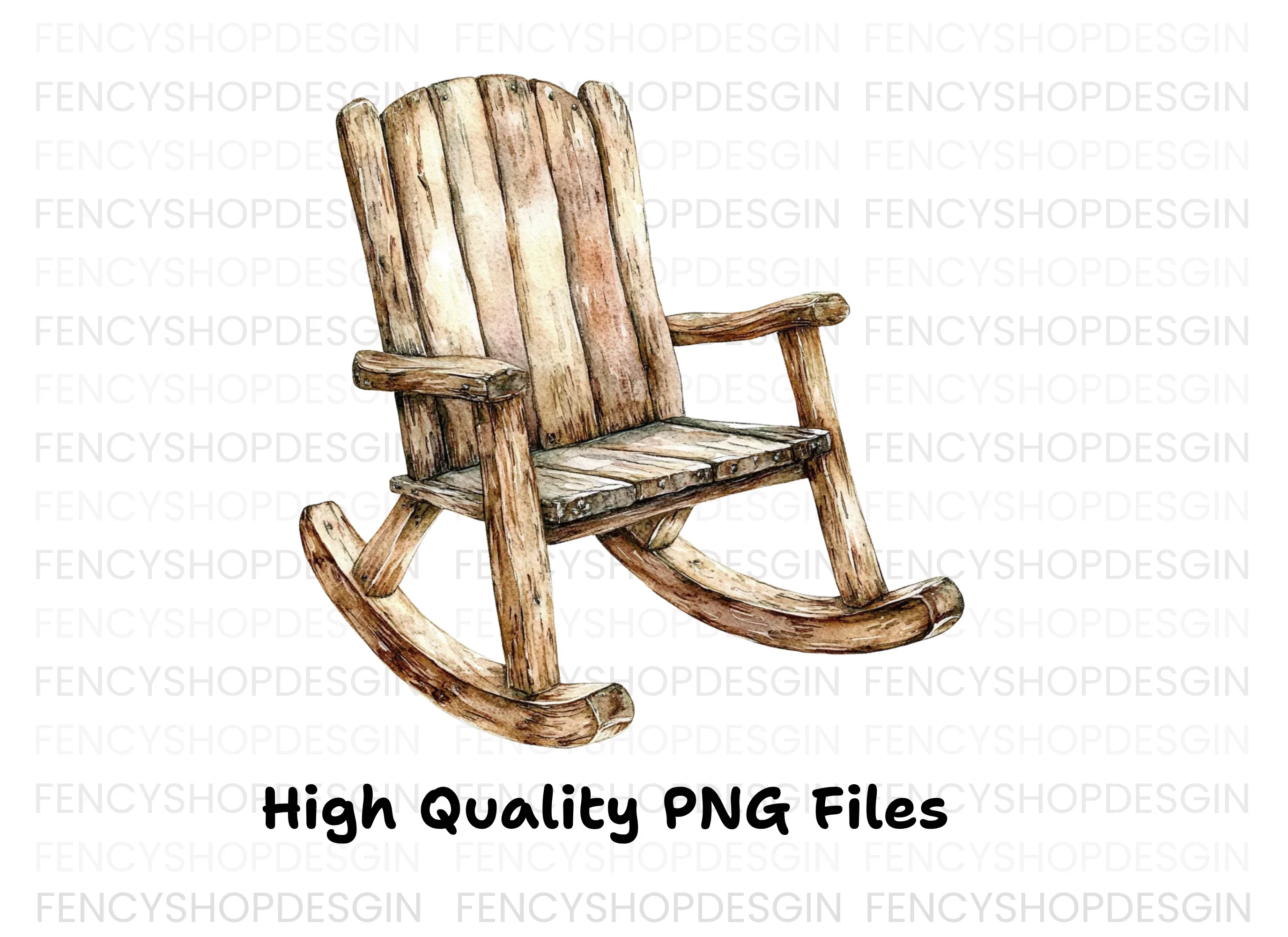 Rustic Wooden Rocking Chair Clipart Bundle - Image 3