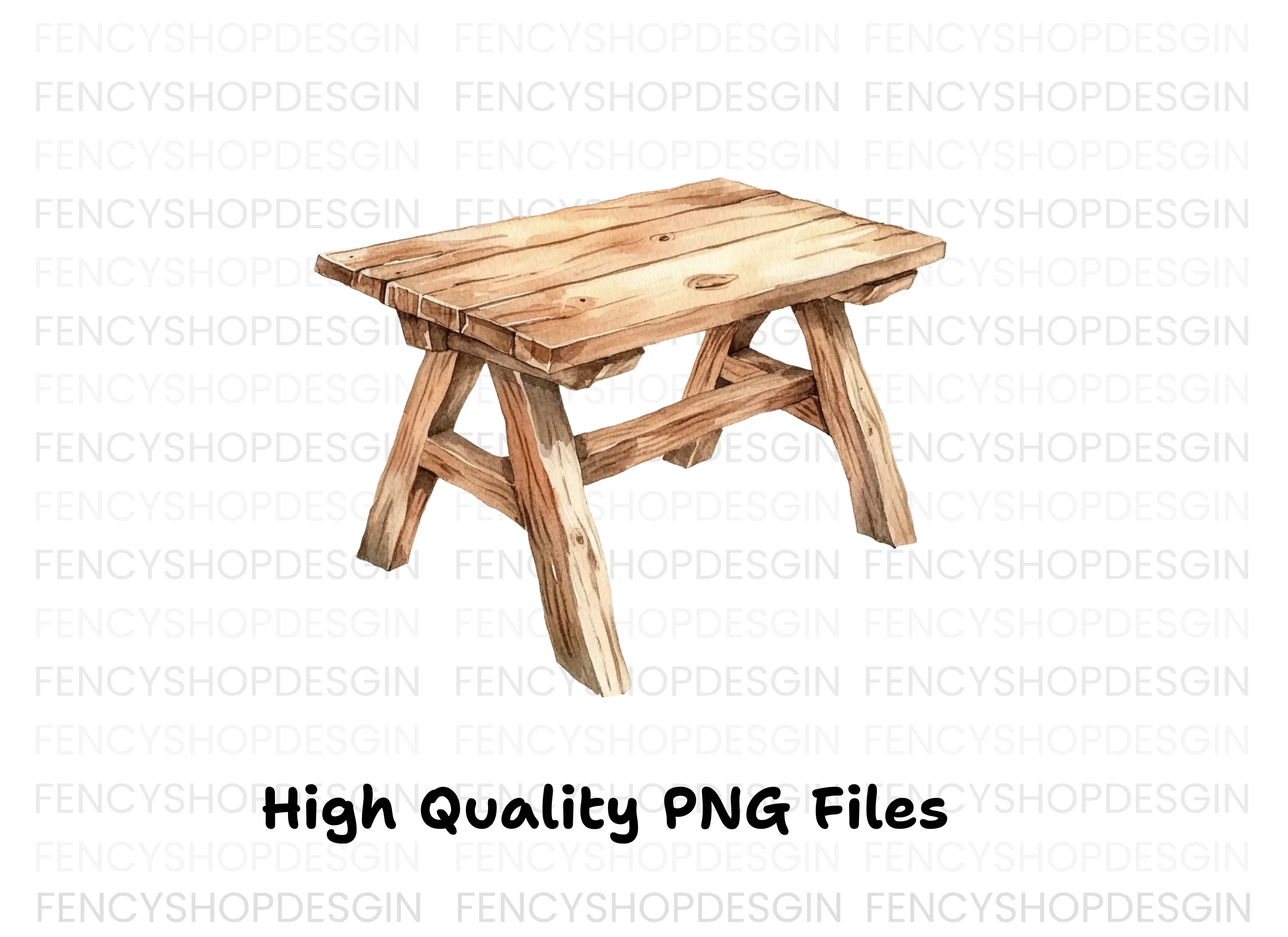 Rustic Wooden Stools Clipart Bundle - Image 2