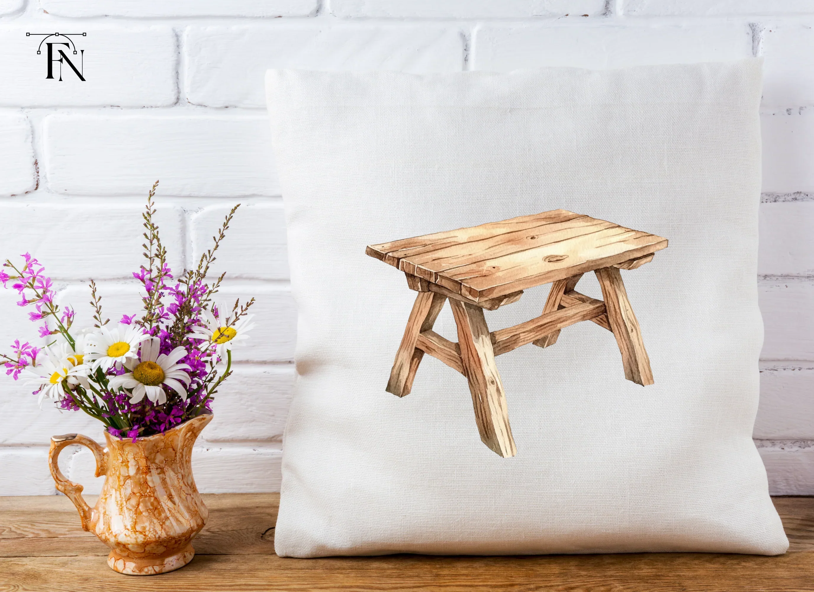 Rustic Wooden Stools Clipart Bundle - Image 3