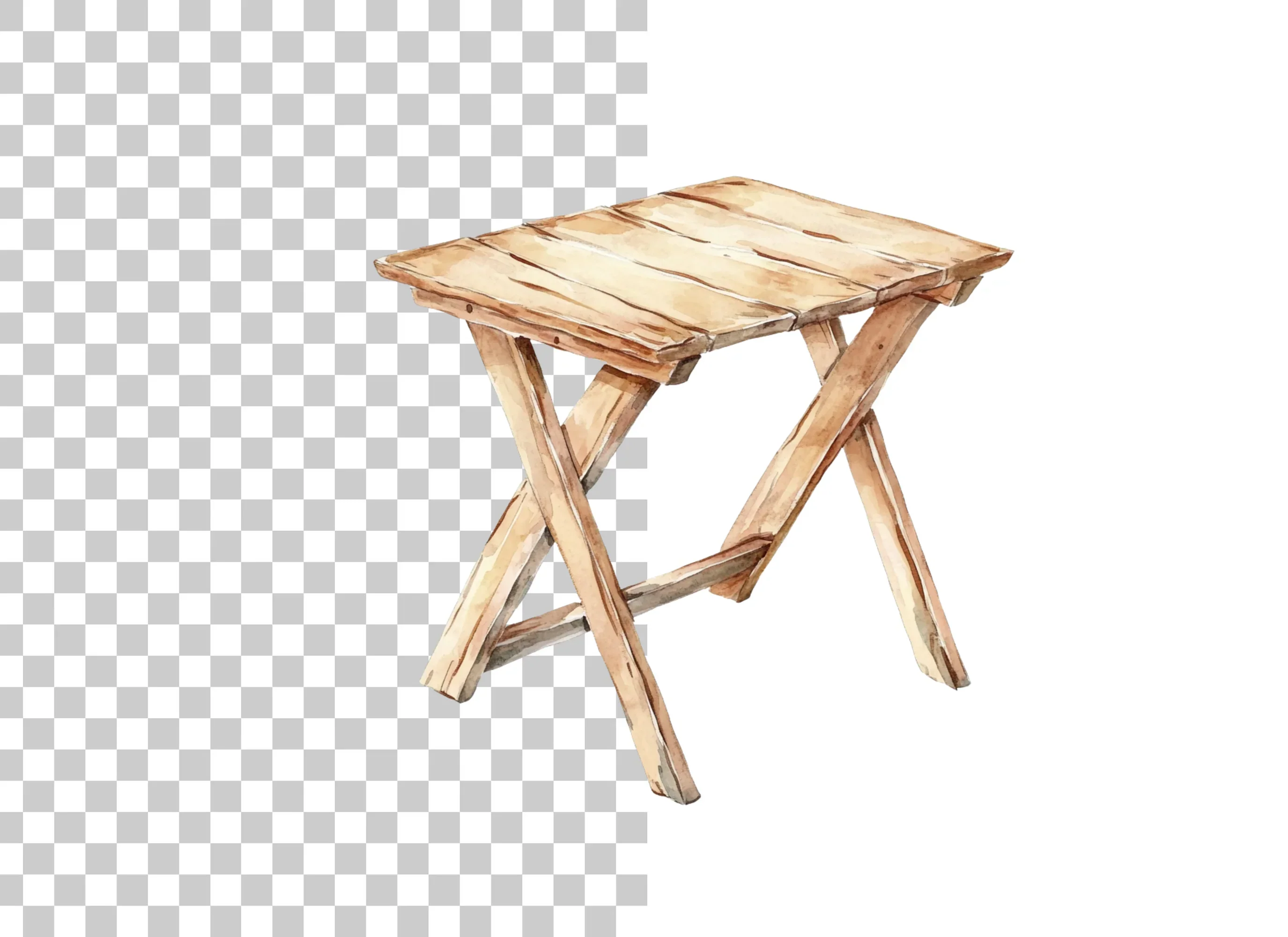 Rustic Wooden Stools Clipart Bundle - Image 6