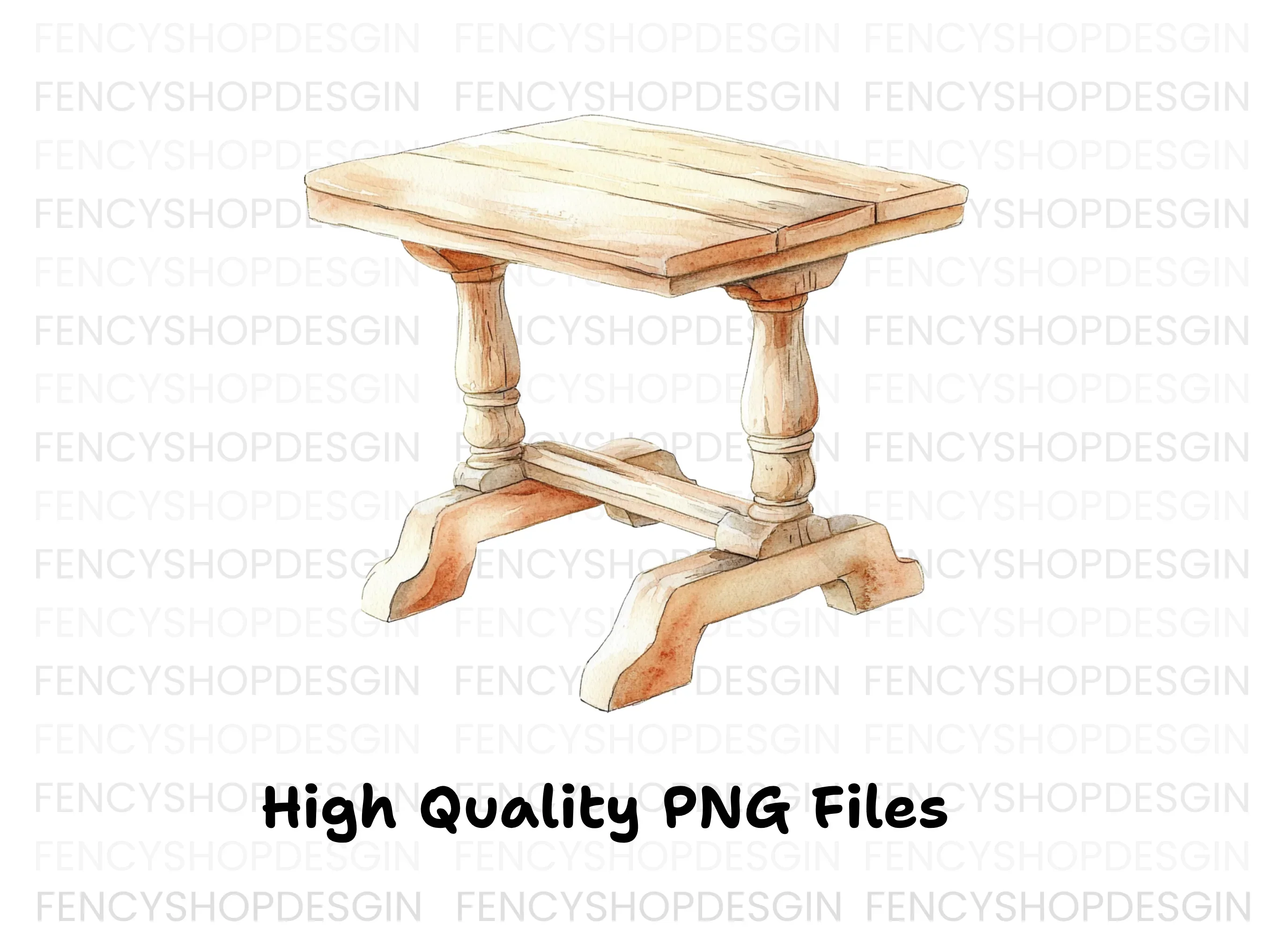 Rustic Wooden Tables Clipart Bundle - Image 3