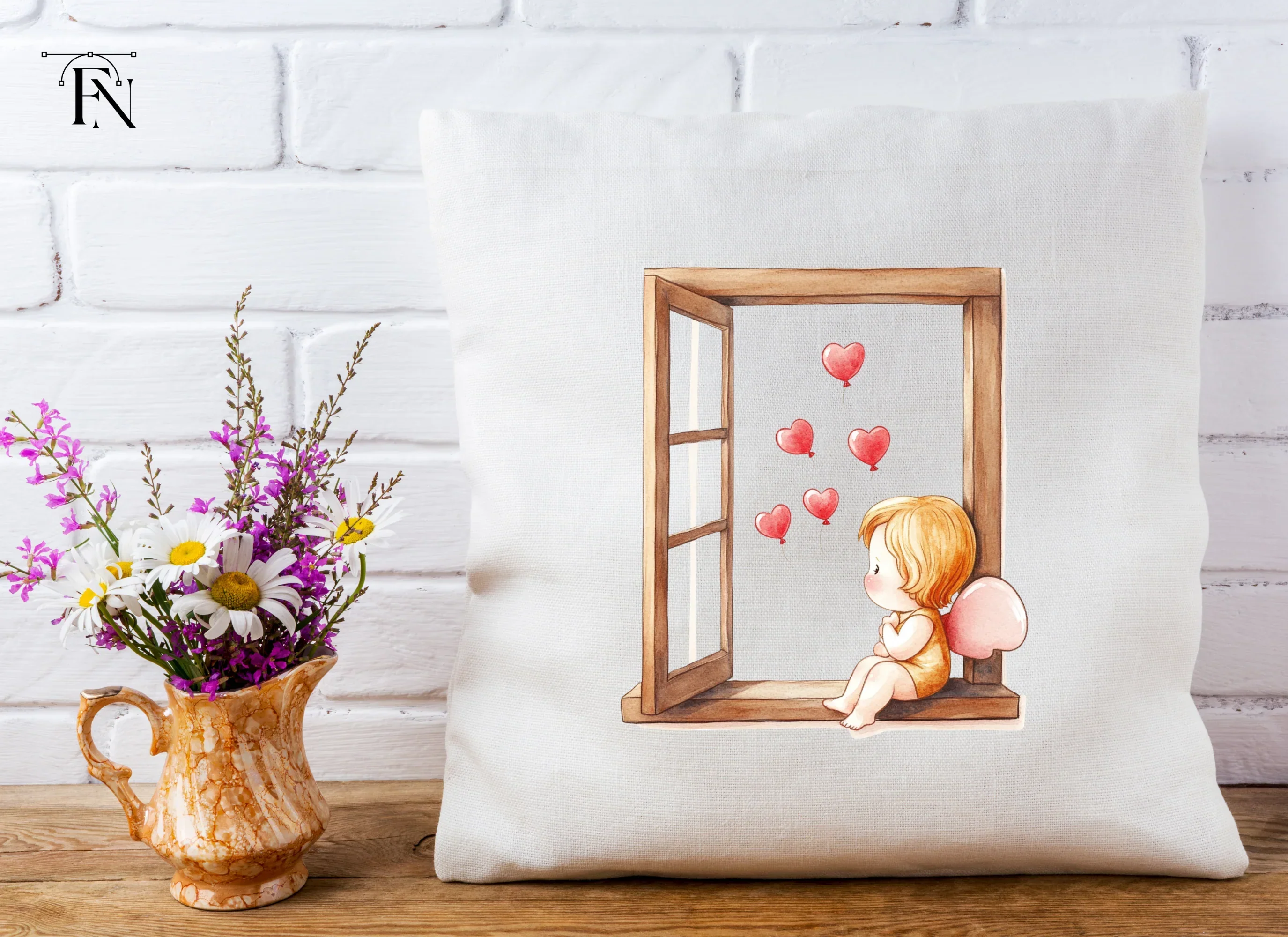 Sad Cupid with Heart Balloons Clipart Bundle - Image 5