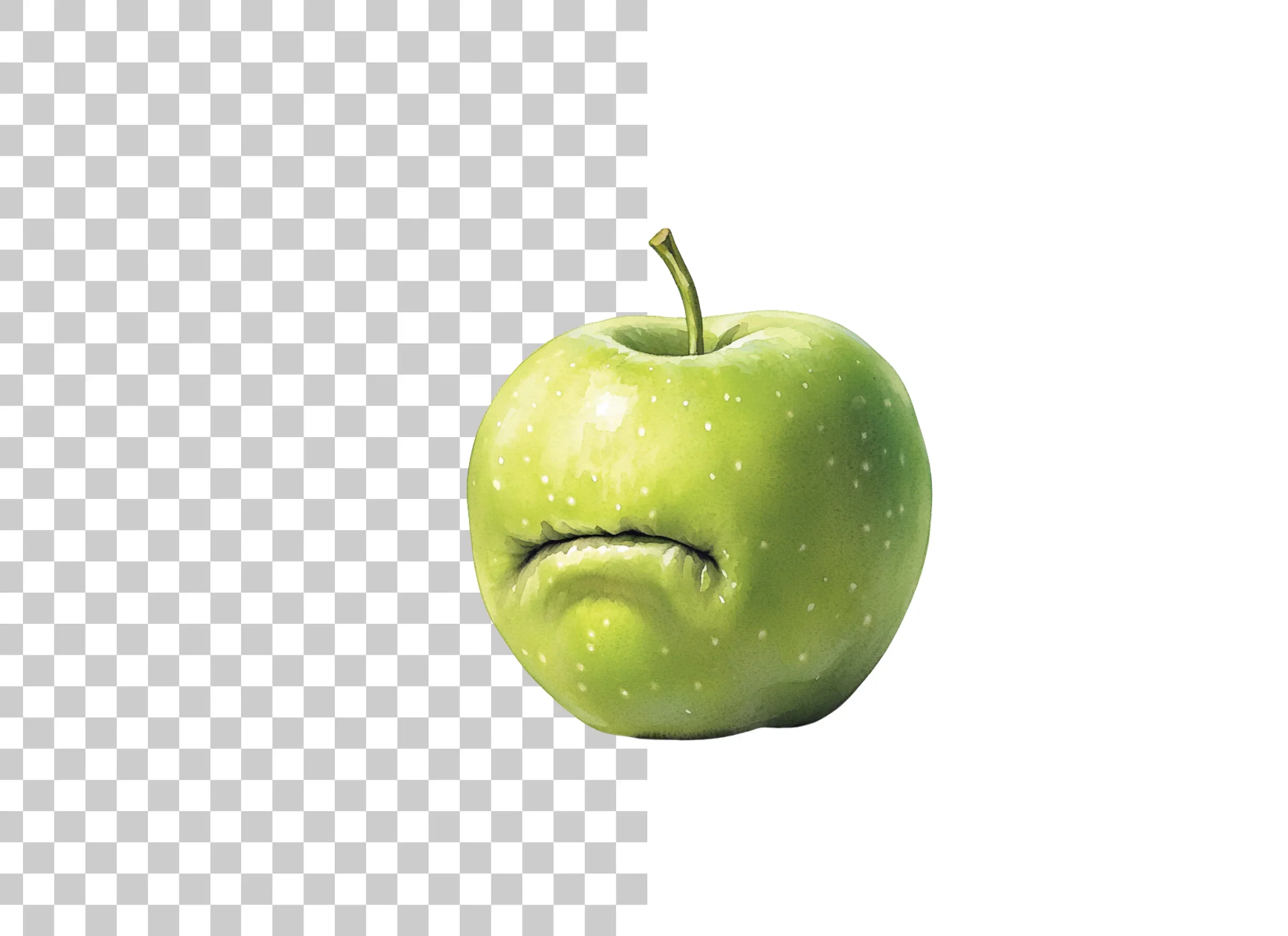 Sad Green Apple Clipart Bundle - Image 2