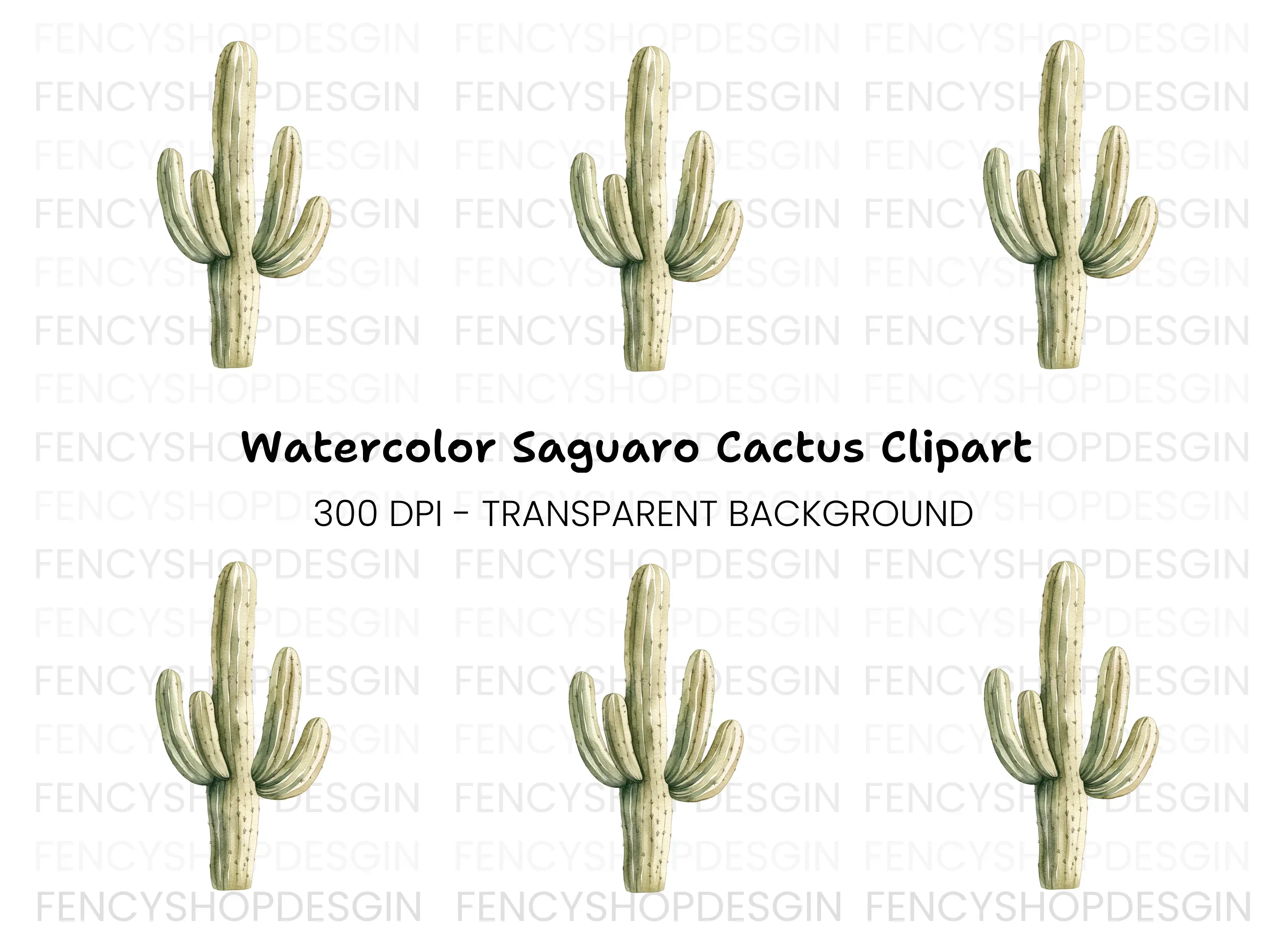 Saguaro Cactus Clipart Bundle