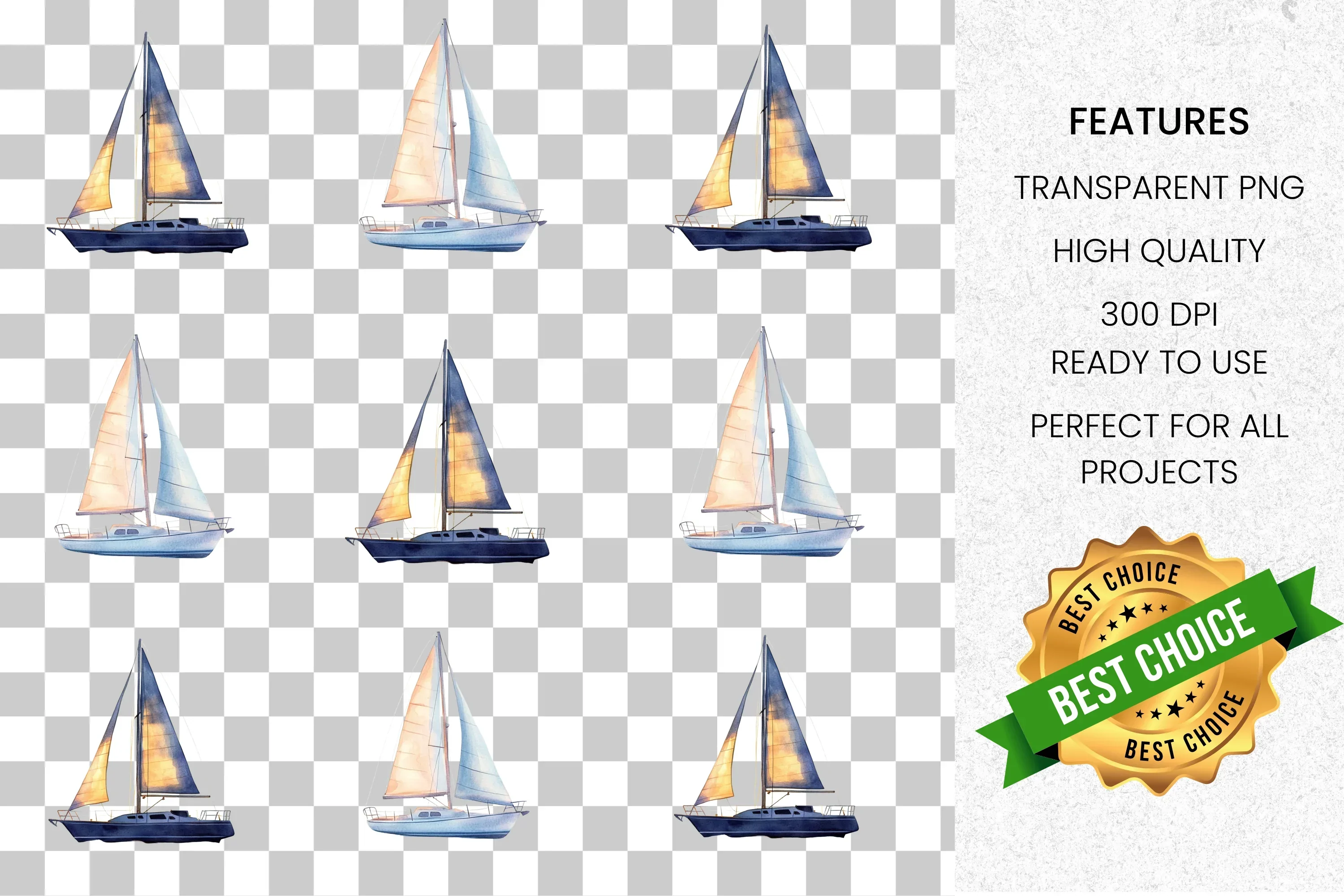 Sailboat Clipart Bundle - Image 8