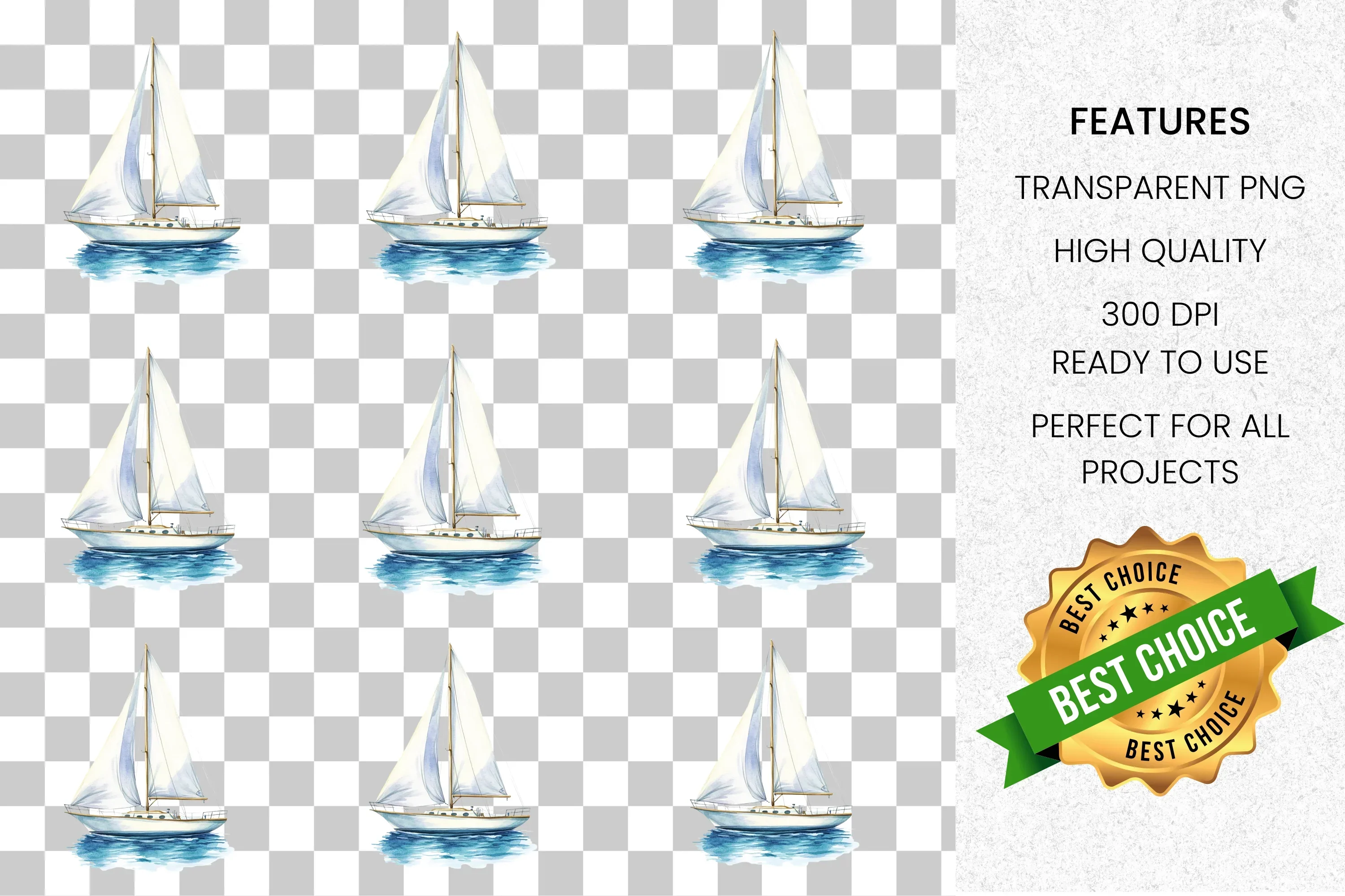 Sailboat Nautical Clipart Bundle - Image 2