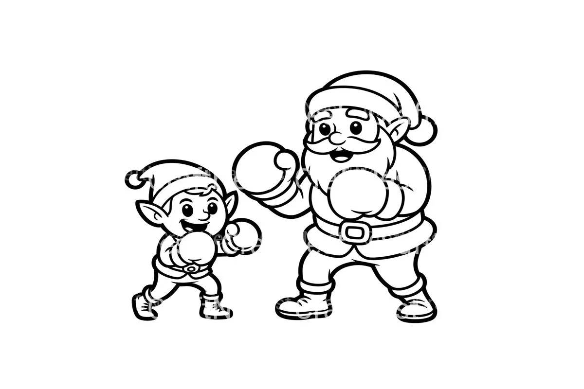 Santa and Elf Boxing Match Coloring Books - Image 2