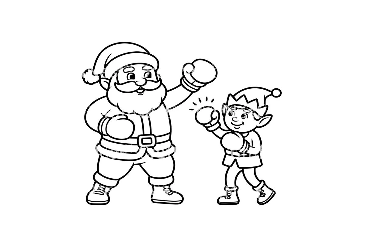 Santa and Elf Boxing Match Coloring Books - Image 4