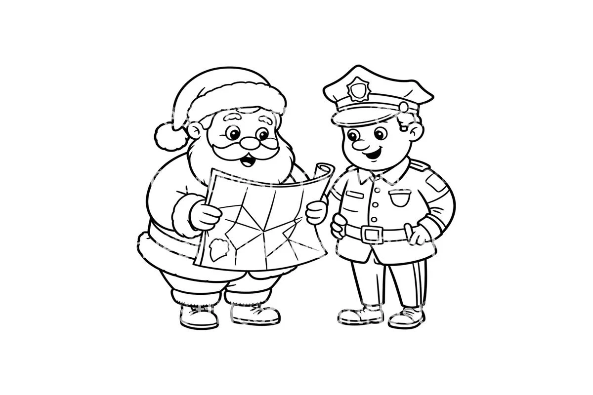 Santa and Police Officer Map Coloring Books - Image 3