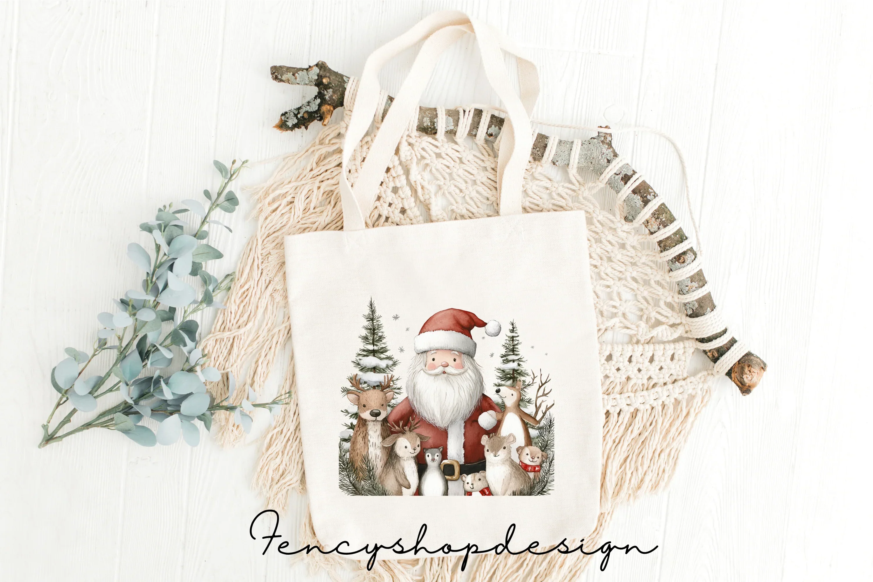 Santa and Reindeer Christmas Clipart Bundle - Image 8
