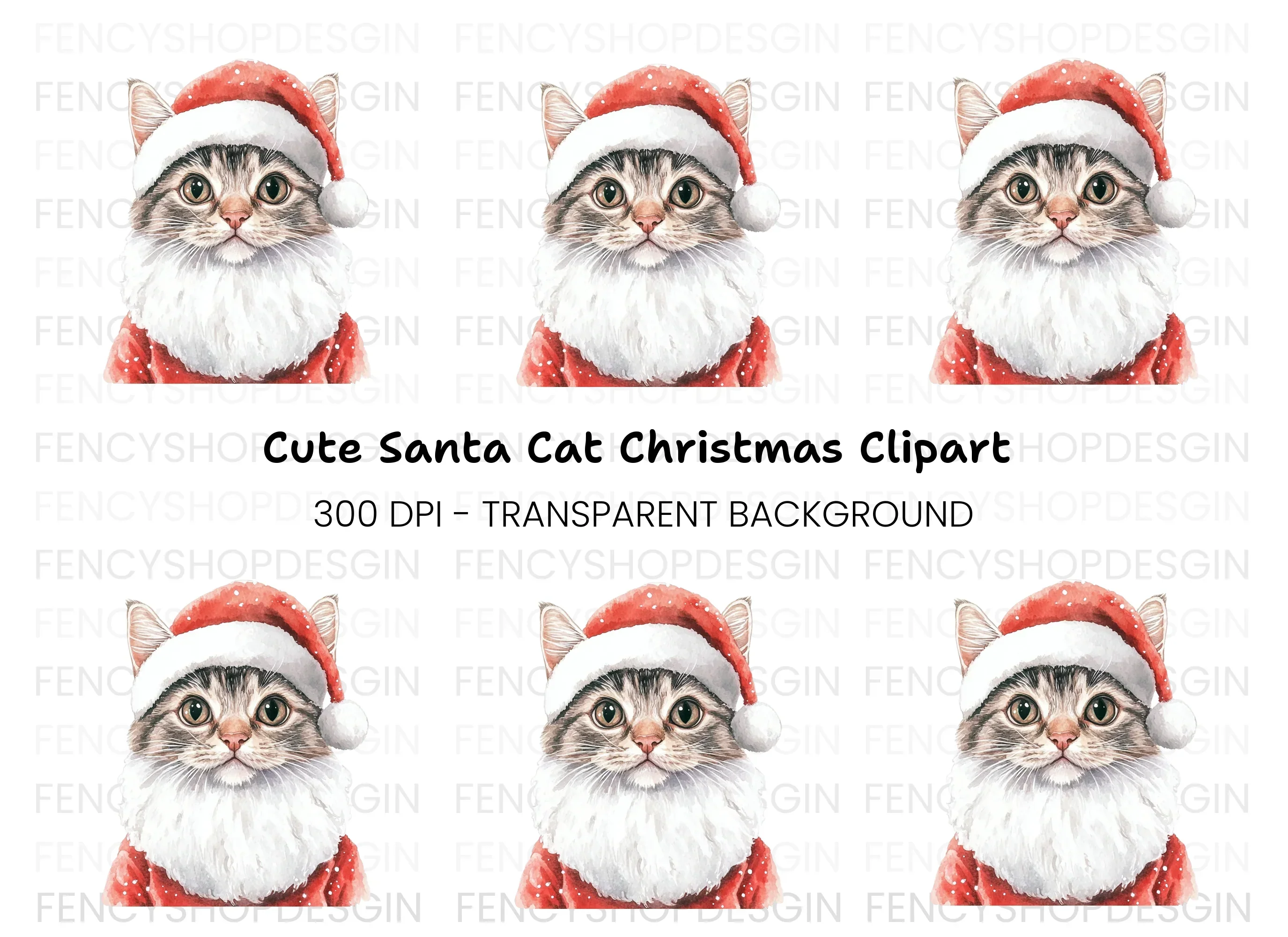 Santa Cat Clipart Bundle