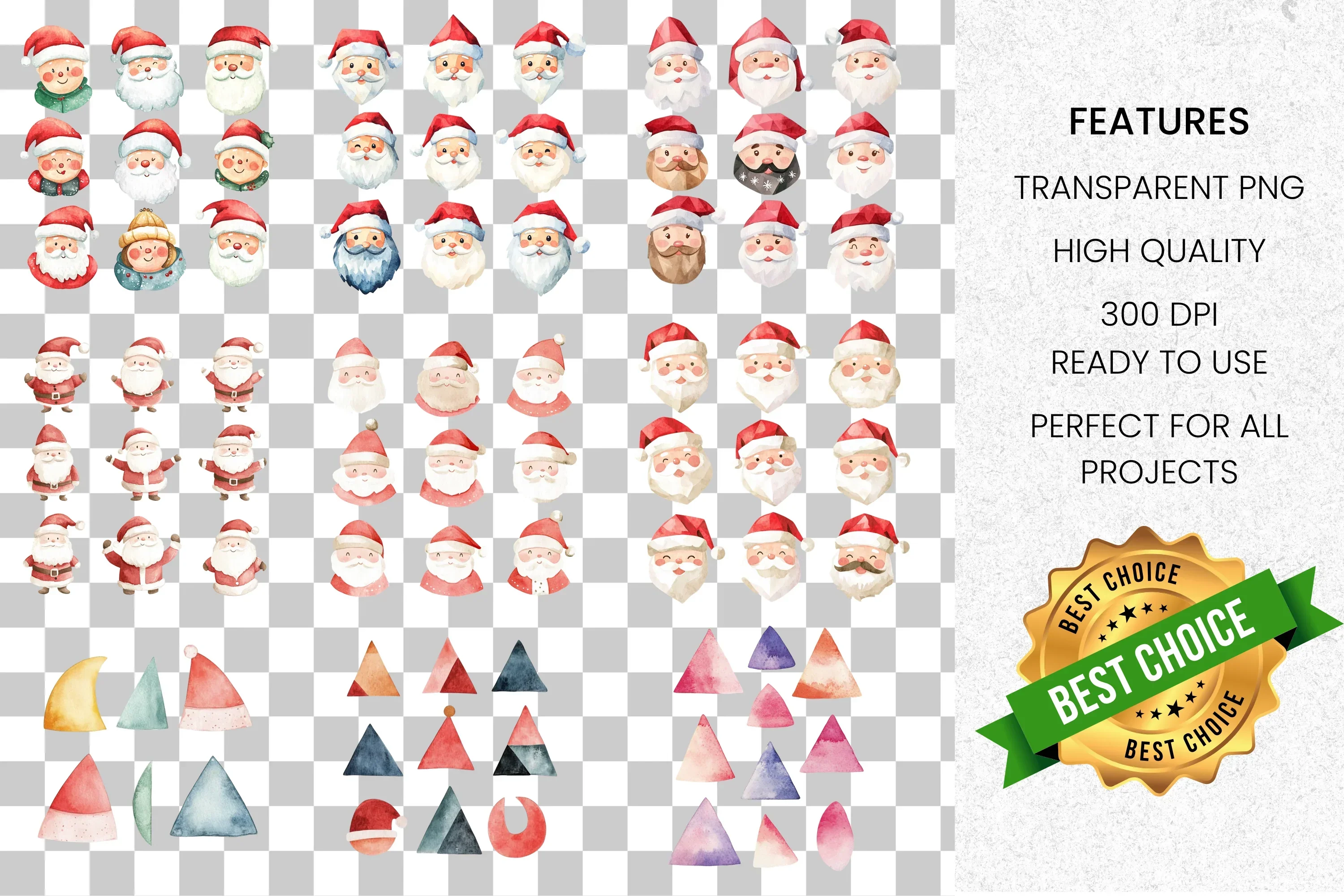 Santa Claus Faces Clipart Bundle - Image 2