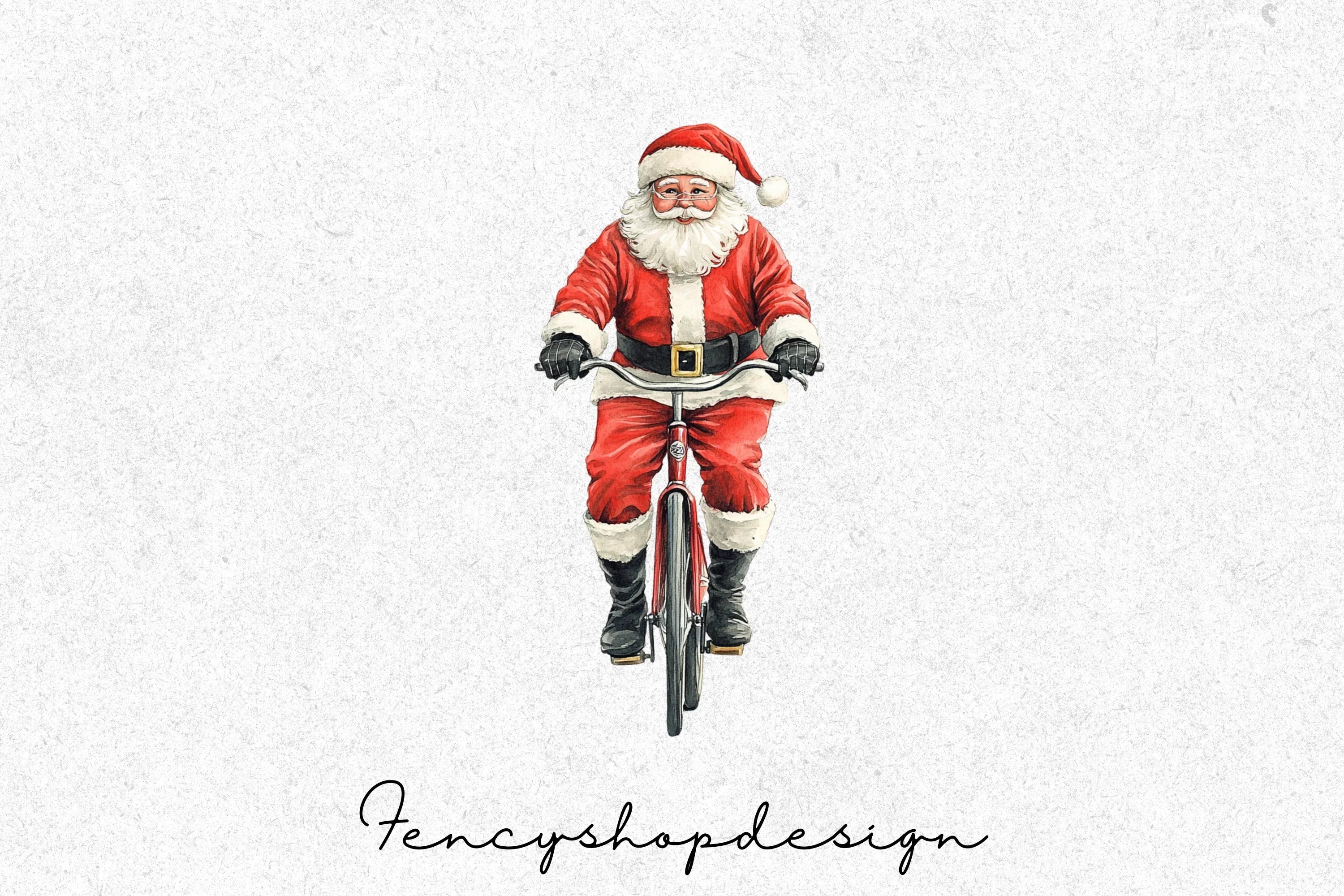 Santa Claus on Bicycle Clipart Bundle - Image 3