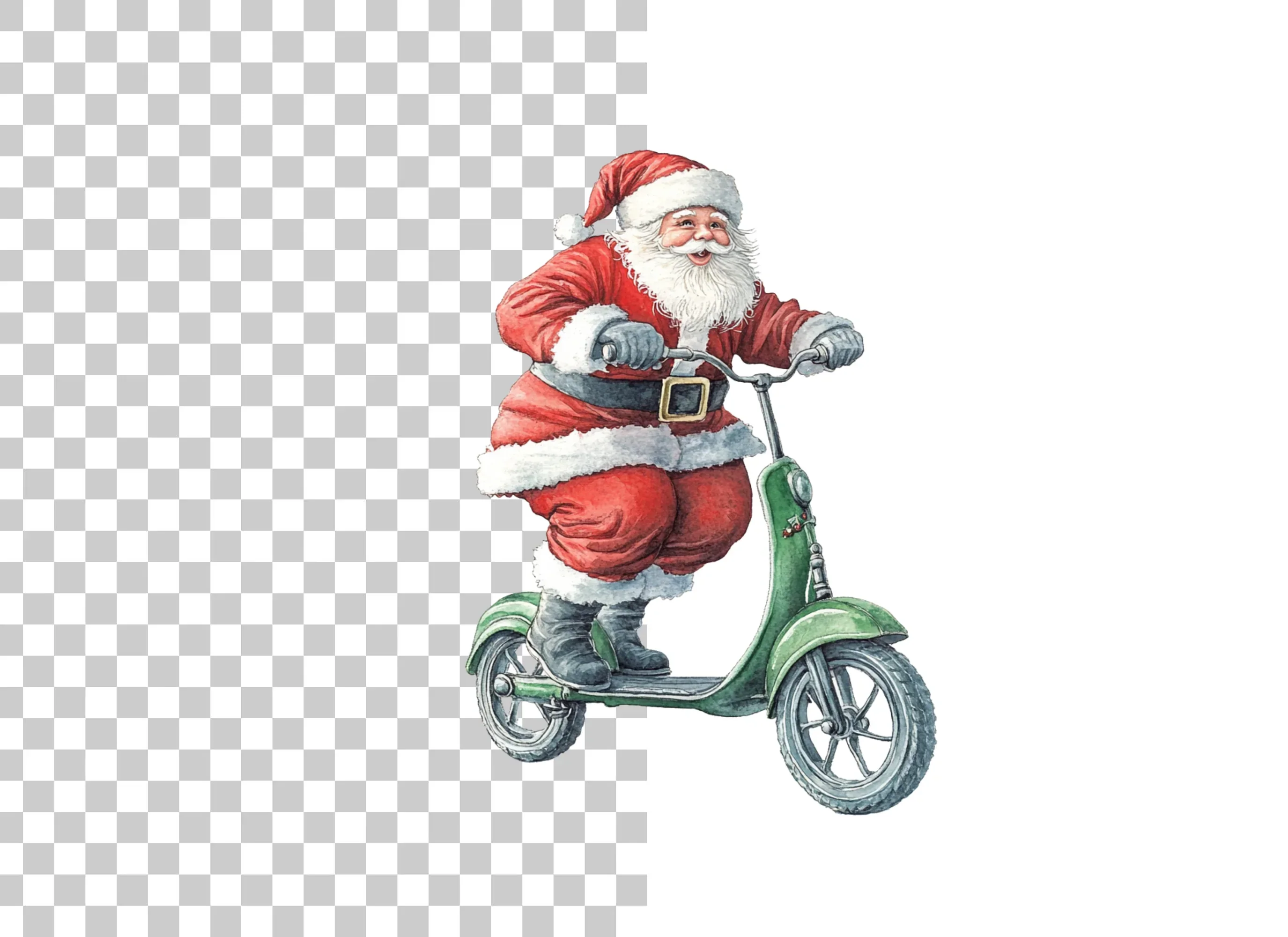 Santa Claus on Scooter Clipart Bundle - Image 2