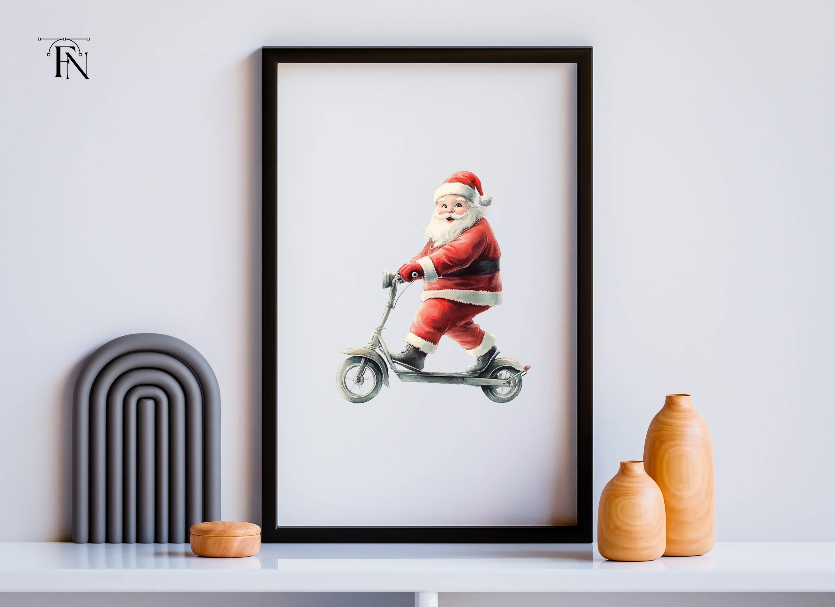 Santa Claus on Scooter Clipart Bundle - Image 6