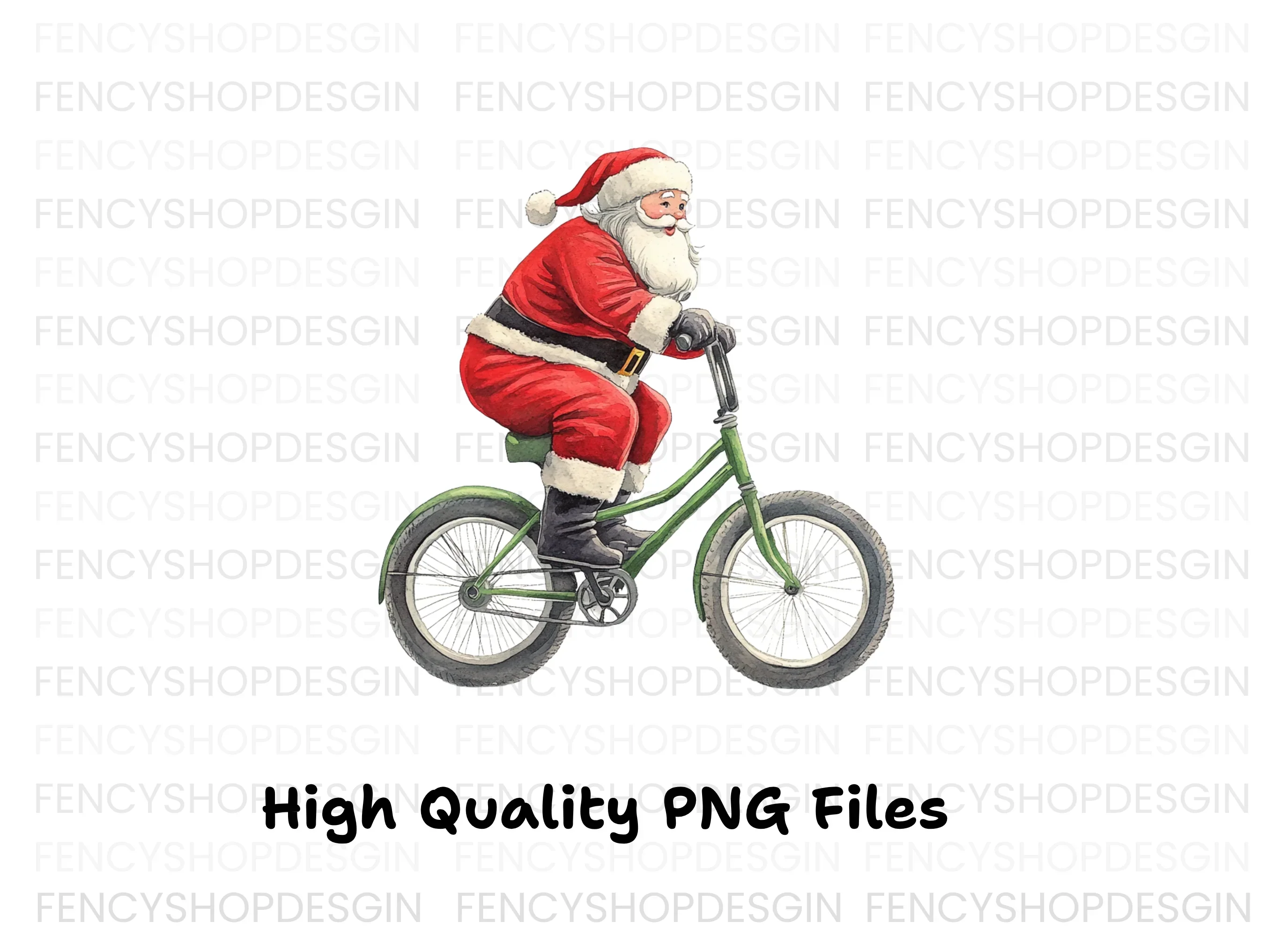 Santa Claus Riding Bicycle Clipart Bundle - Image 5