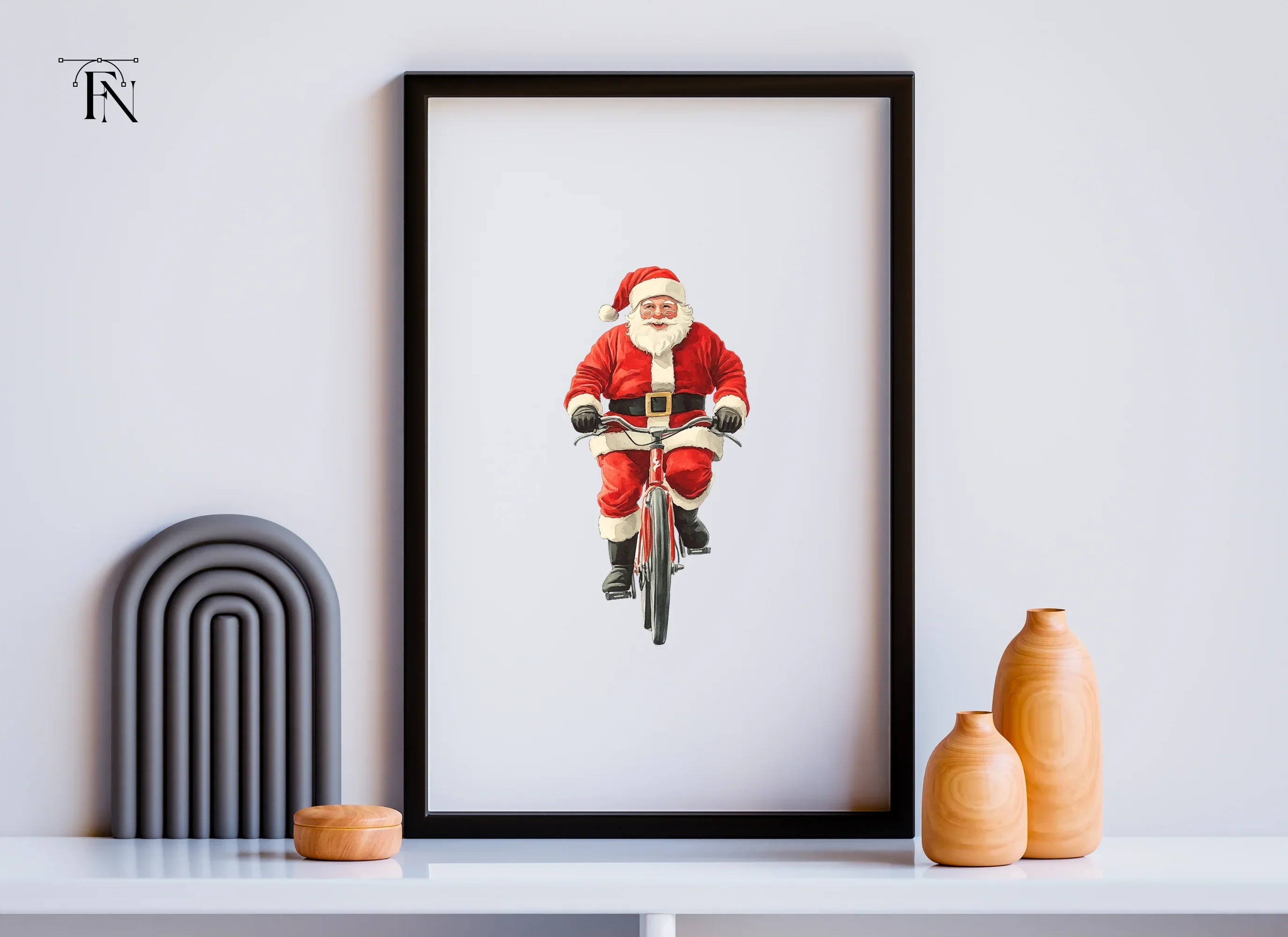 Santa Claus Riding Bicycle Clipart Bundle - Image 6