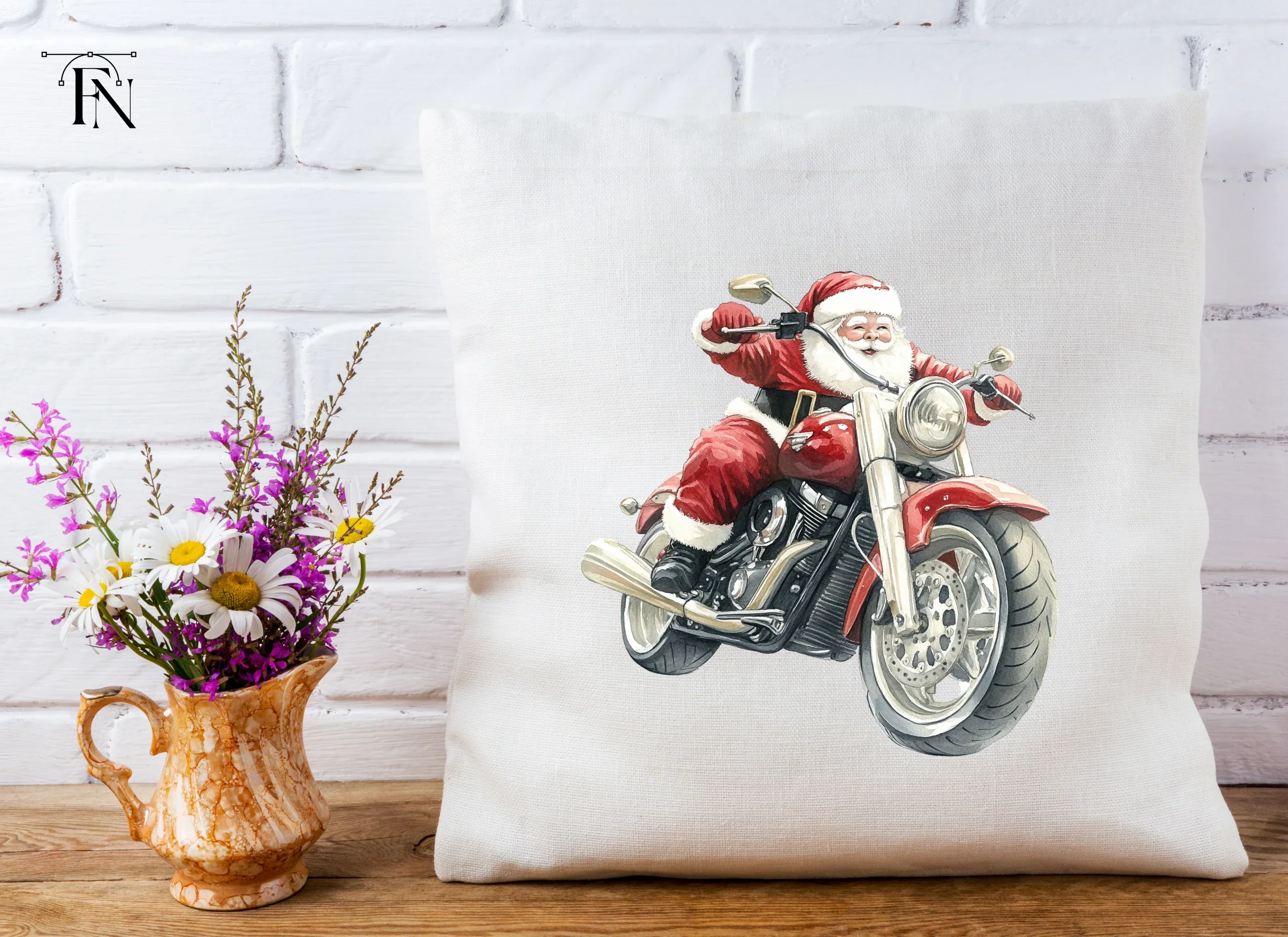 Santa Claus Riding Motorcycles Clipart Bundle - Image 3